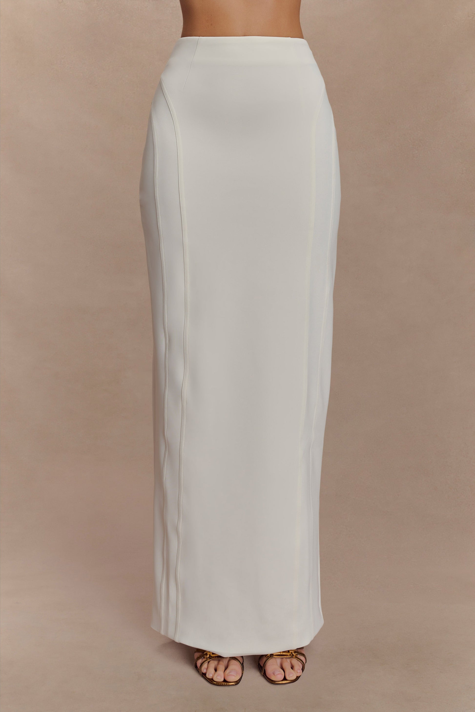 Alma High Waist Maxi Skirt - White