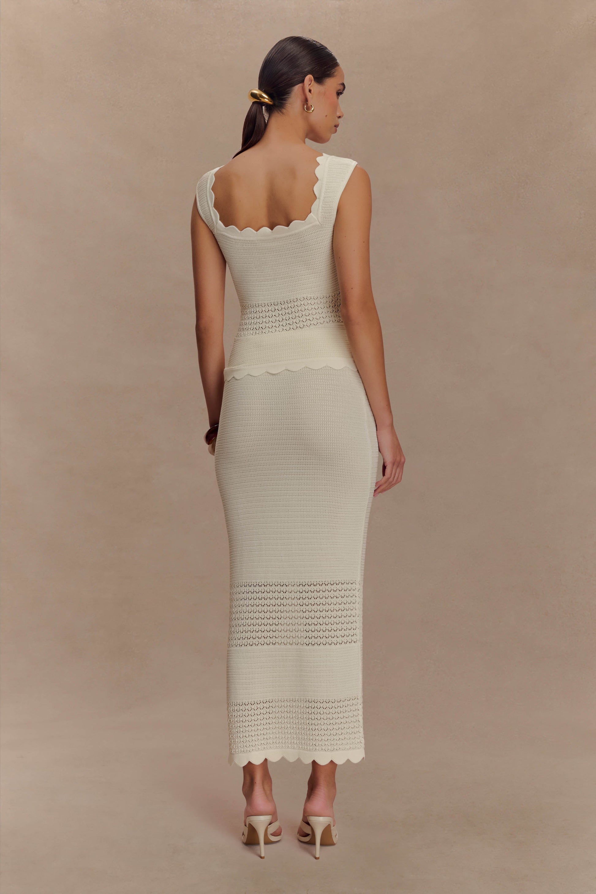 Madeline Scallop Knit Midi Skirt - Ivory #5