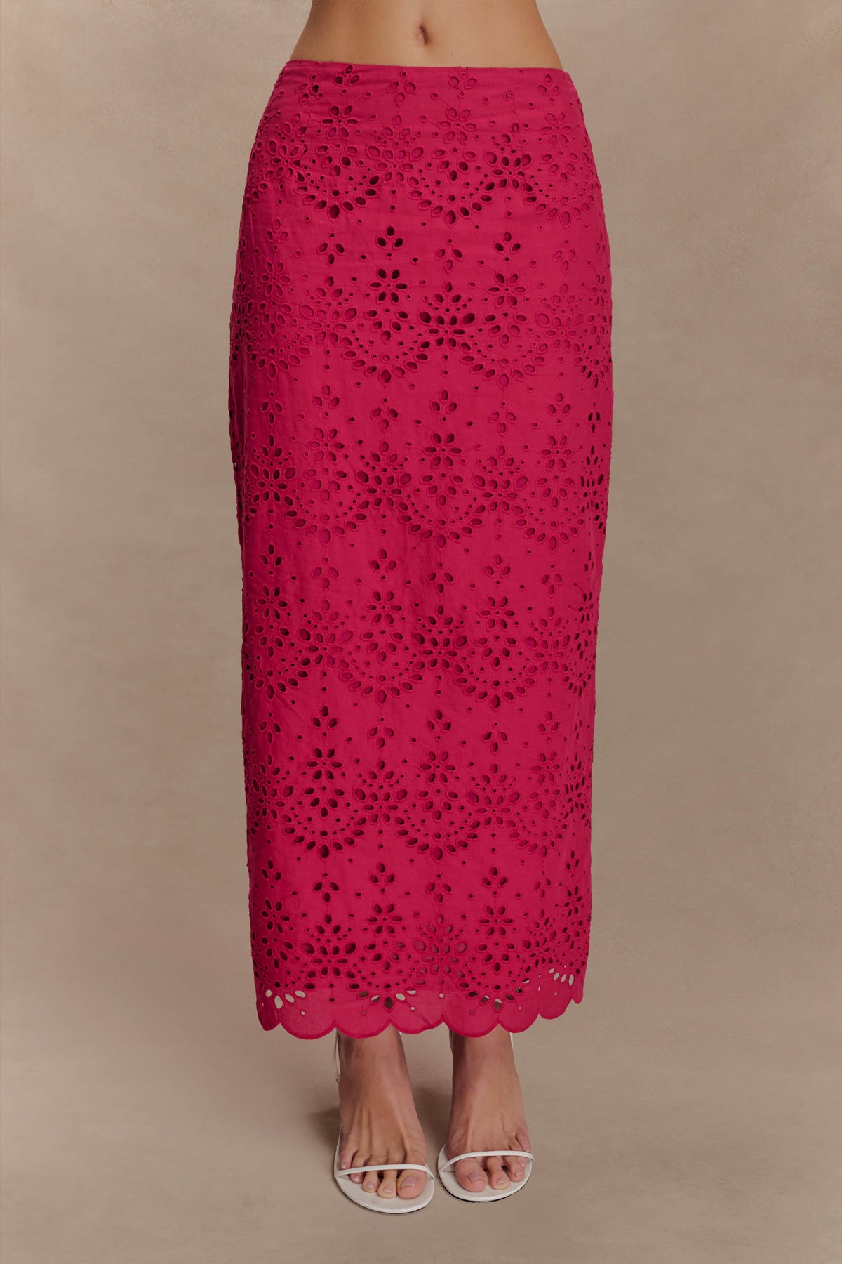 Kensley Broderie Midi Skirt - Dragonfruit #3