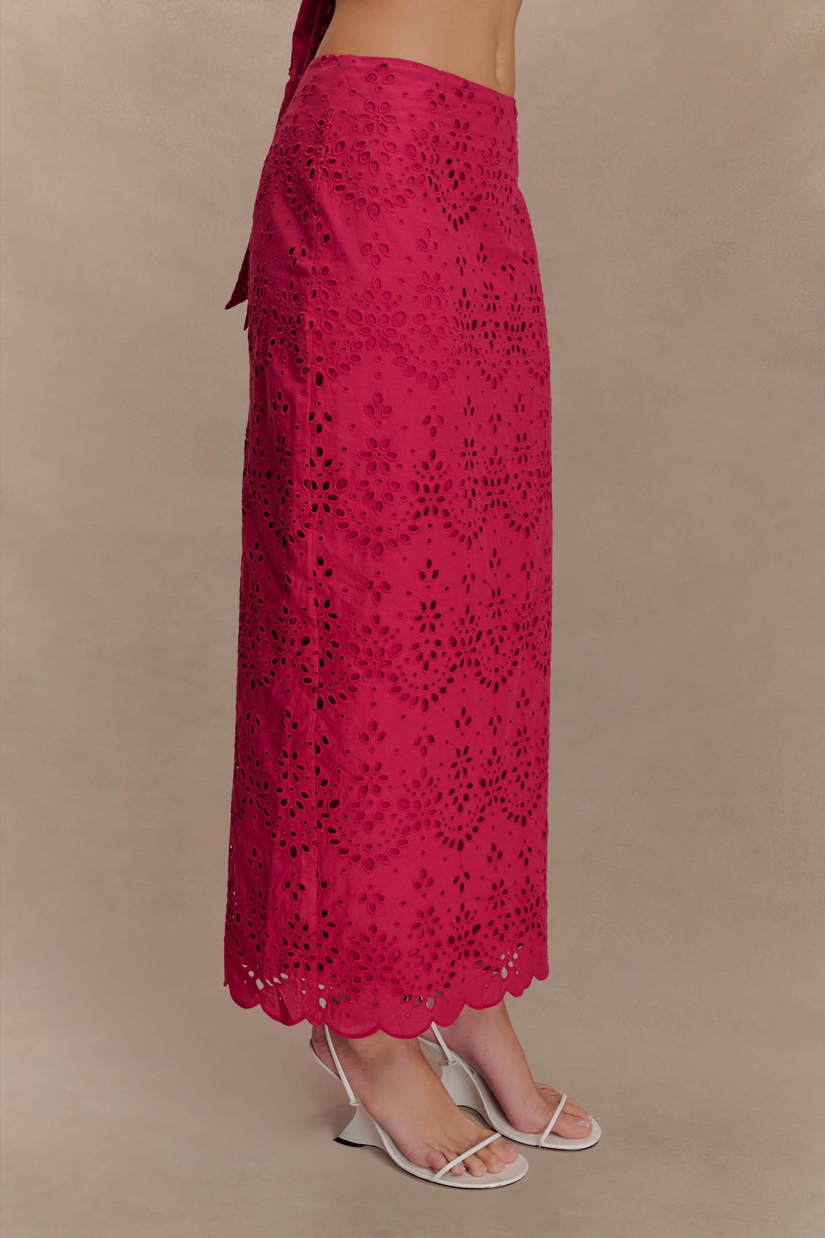 Kensley Broderie Midi Skirt - Dragonfruit #4