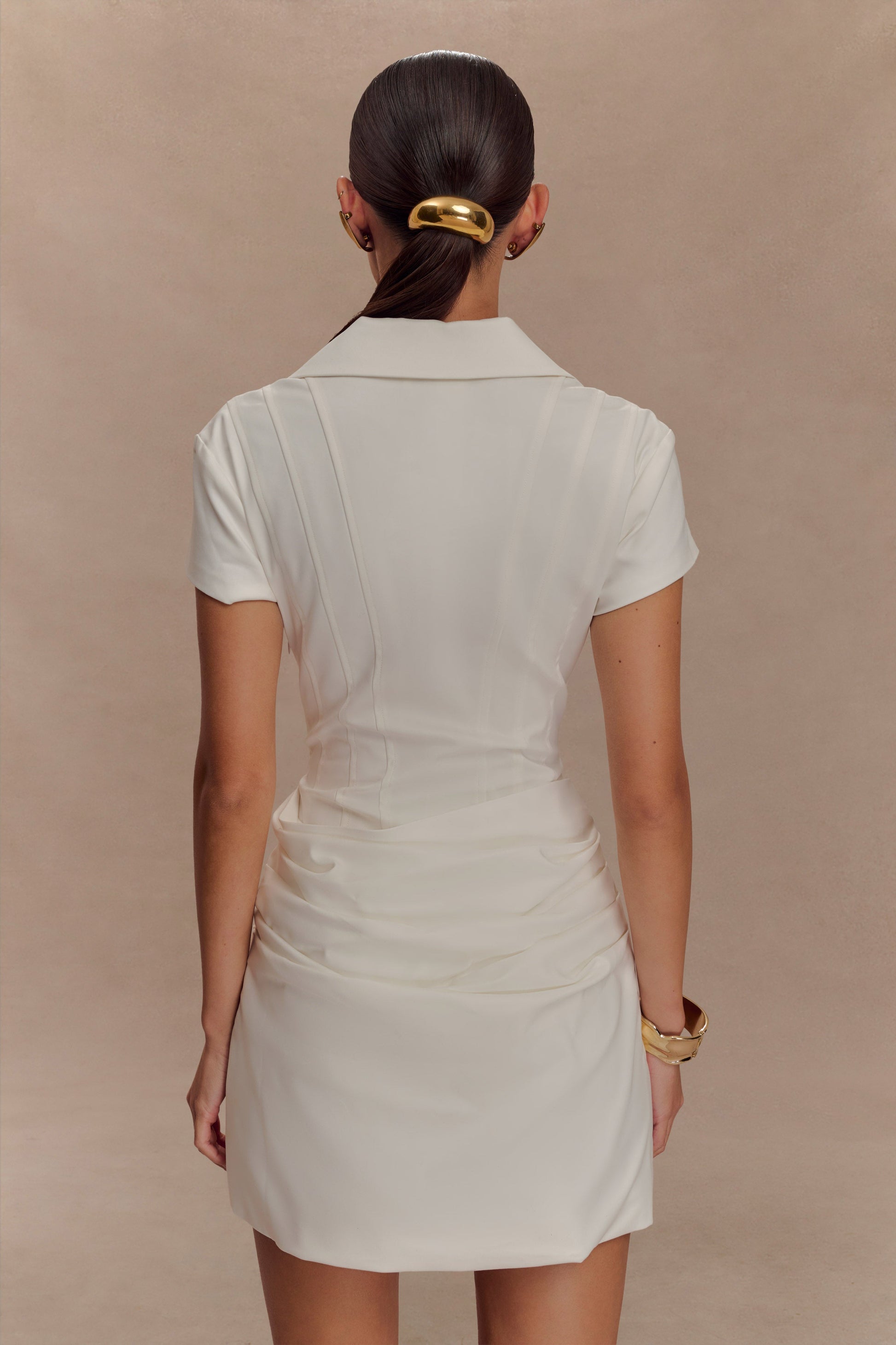 Tarryn Collared Cotton Mini Dress - White #6