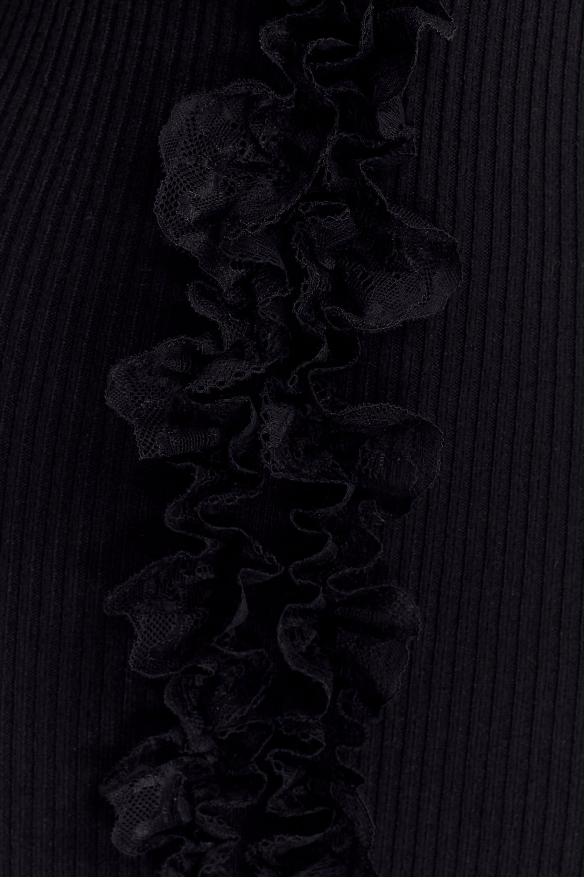 Shay Lace Ruffle Knit Midi Dress - Black #5