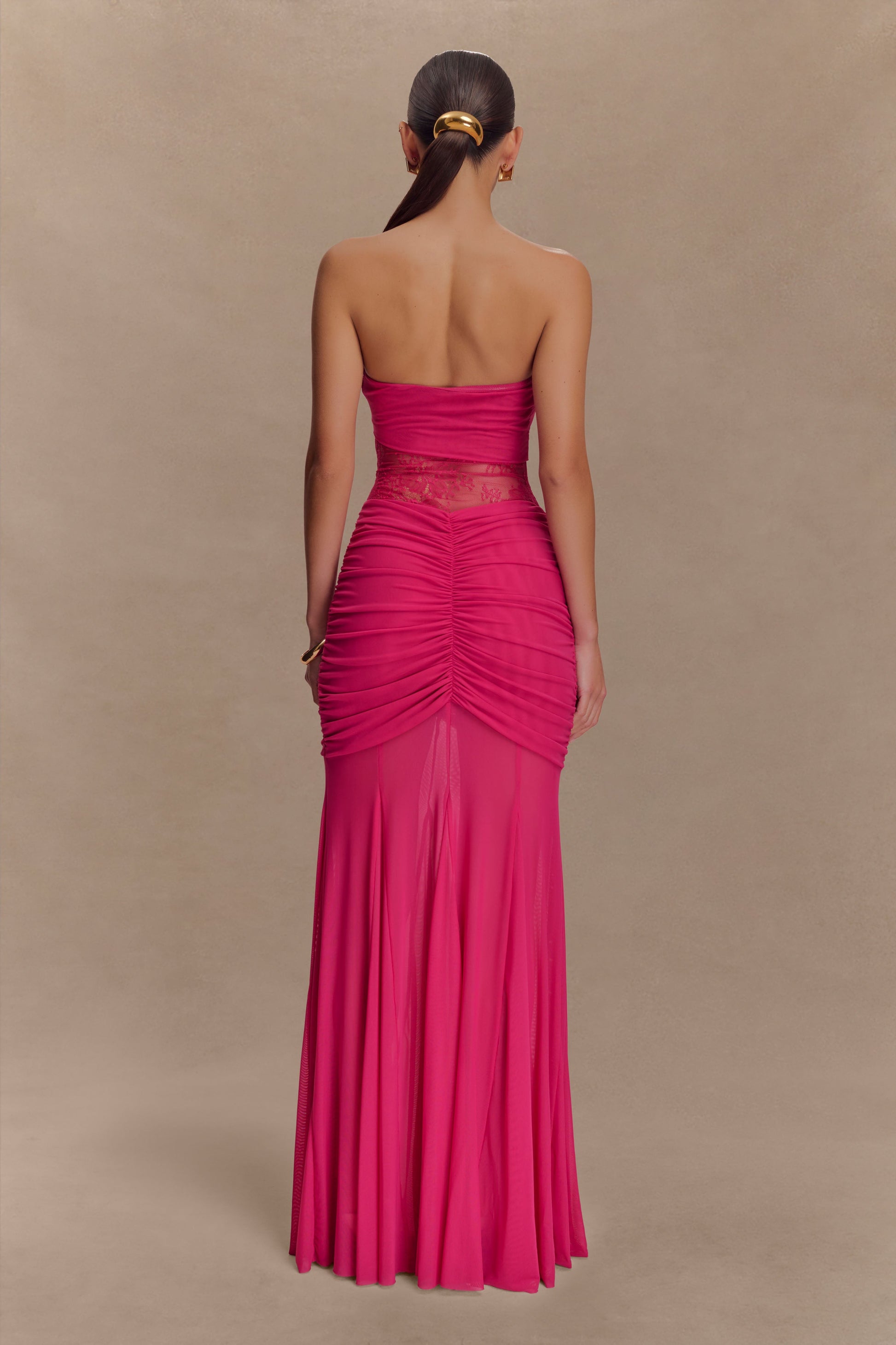 Khadijah Lace And Mesh Maxi Dress - Dragonfruit #2