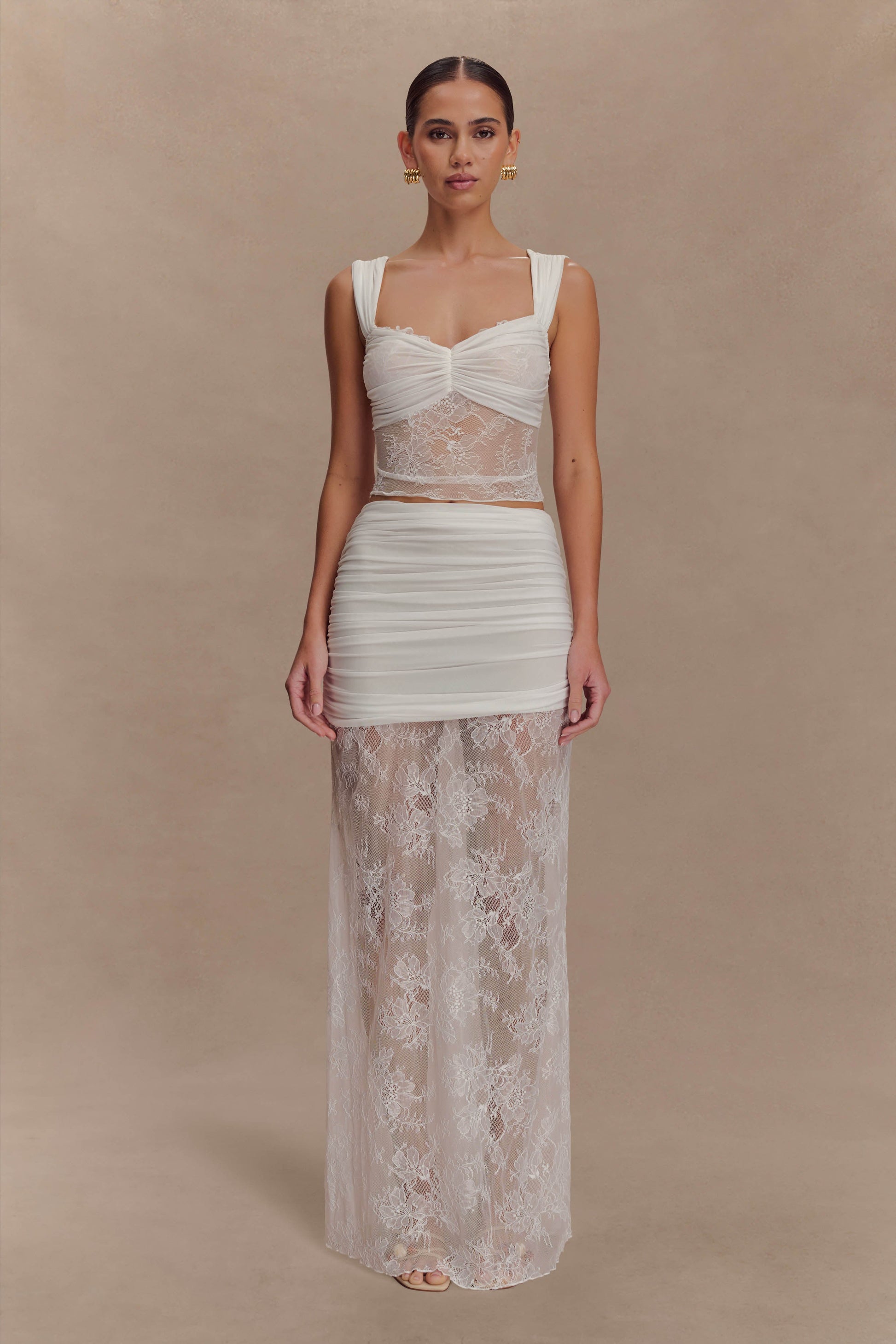 Guinevere Lace And Mesh Top - Ivory #7
