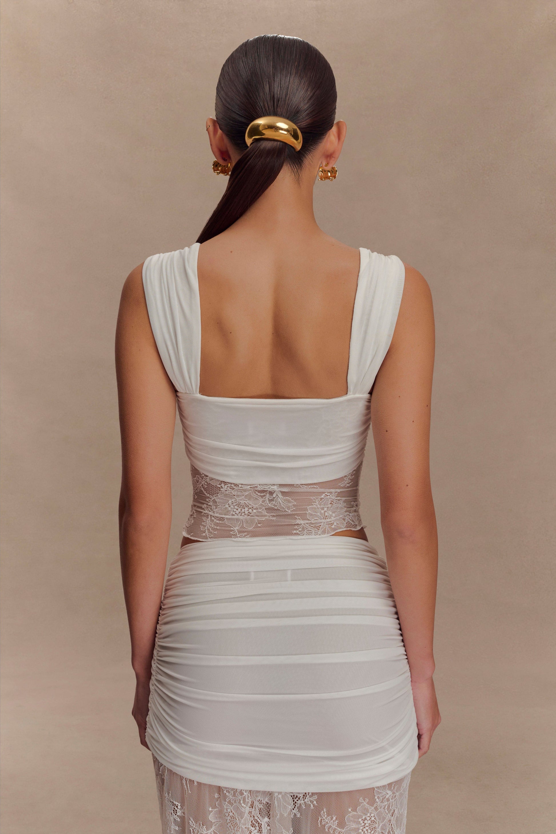 Guinevere Lace And Mesh Top - Ivory #3