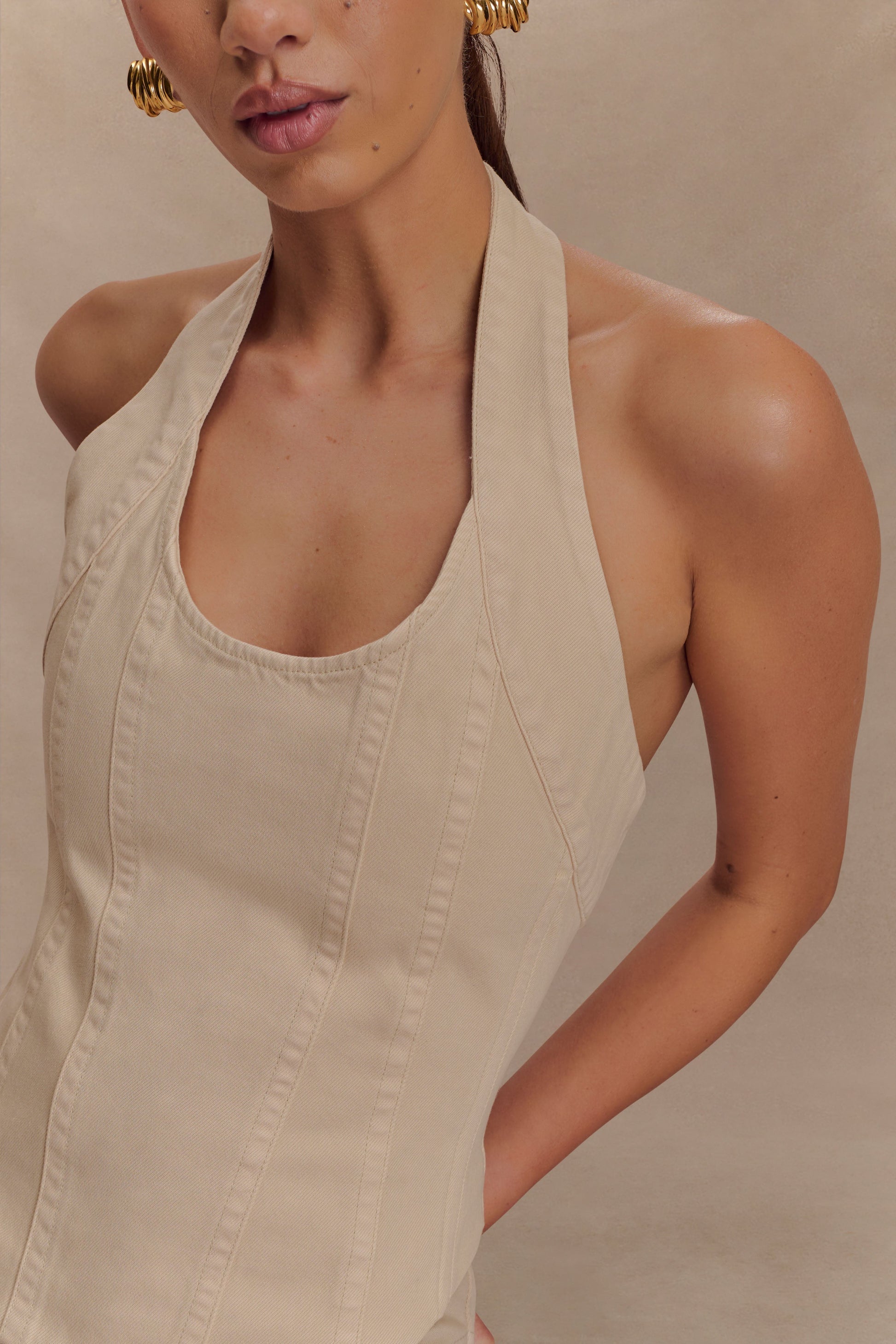 Meadow Denim Corset Halter Top - Stone Wash #3