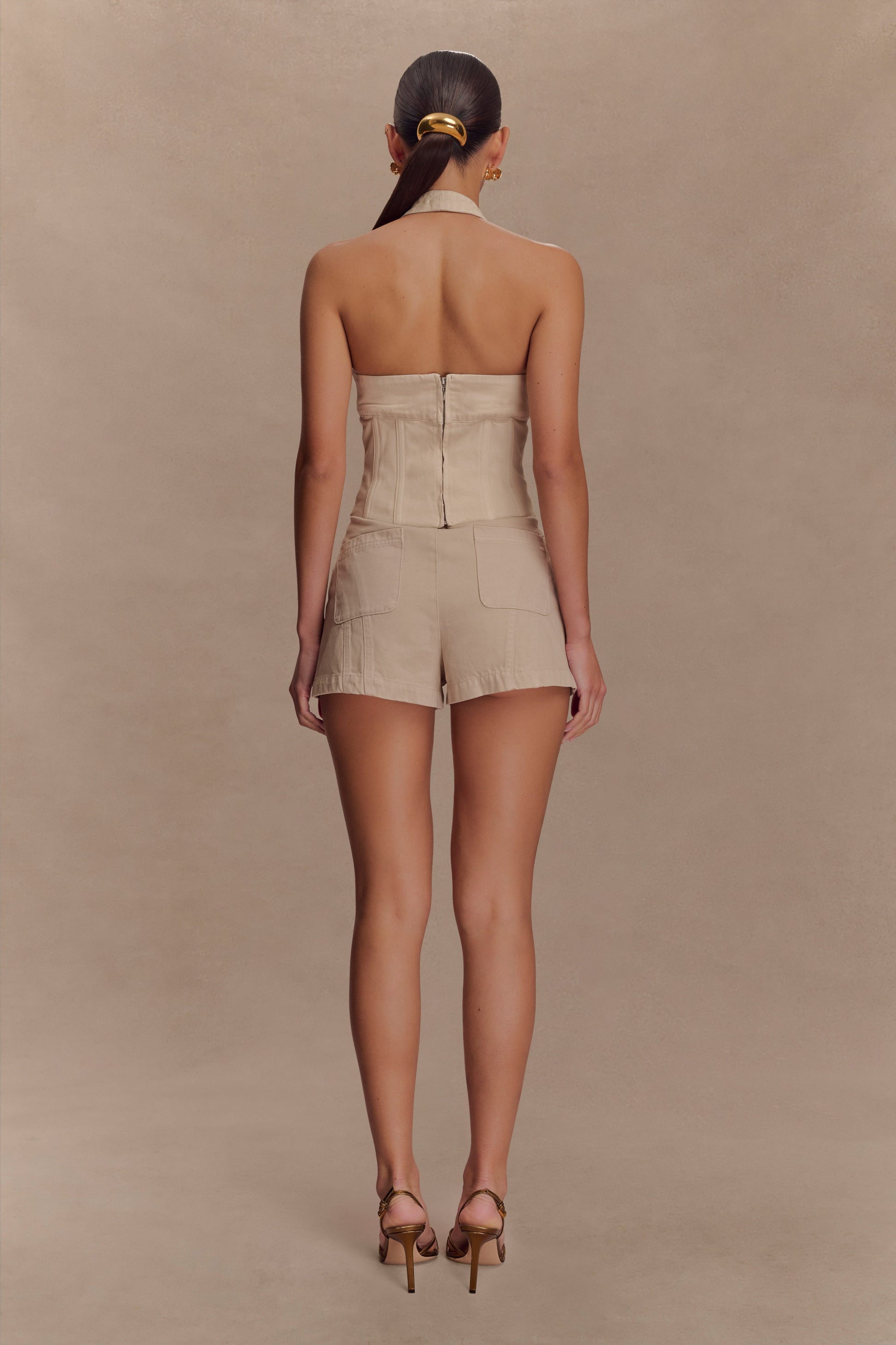 Meadow Denim Corset Halter Top - Stone Wash #4