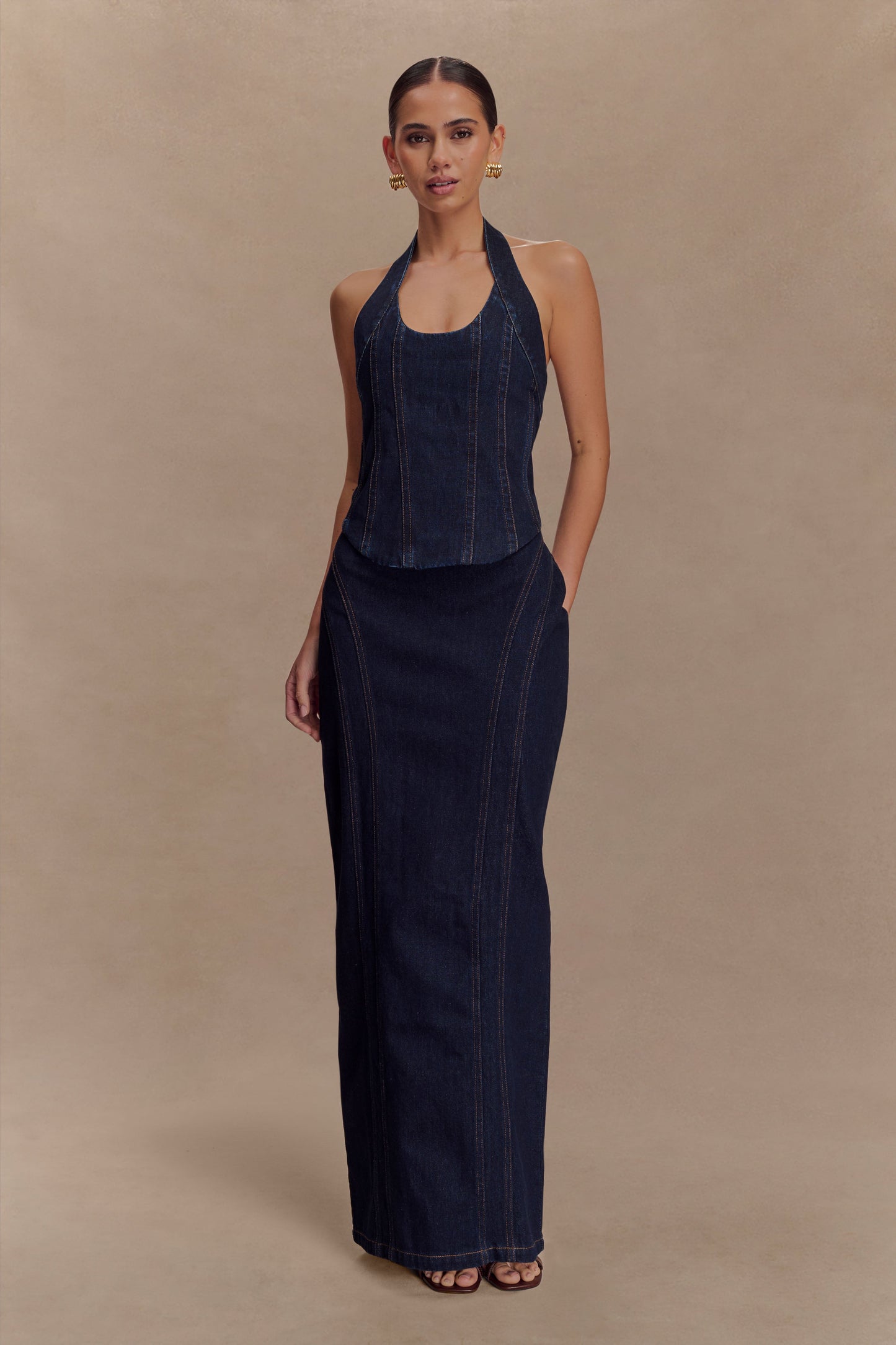Alma Denim Maxi Skirt - Indigo Blue