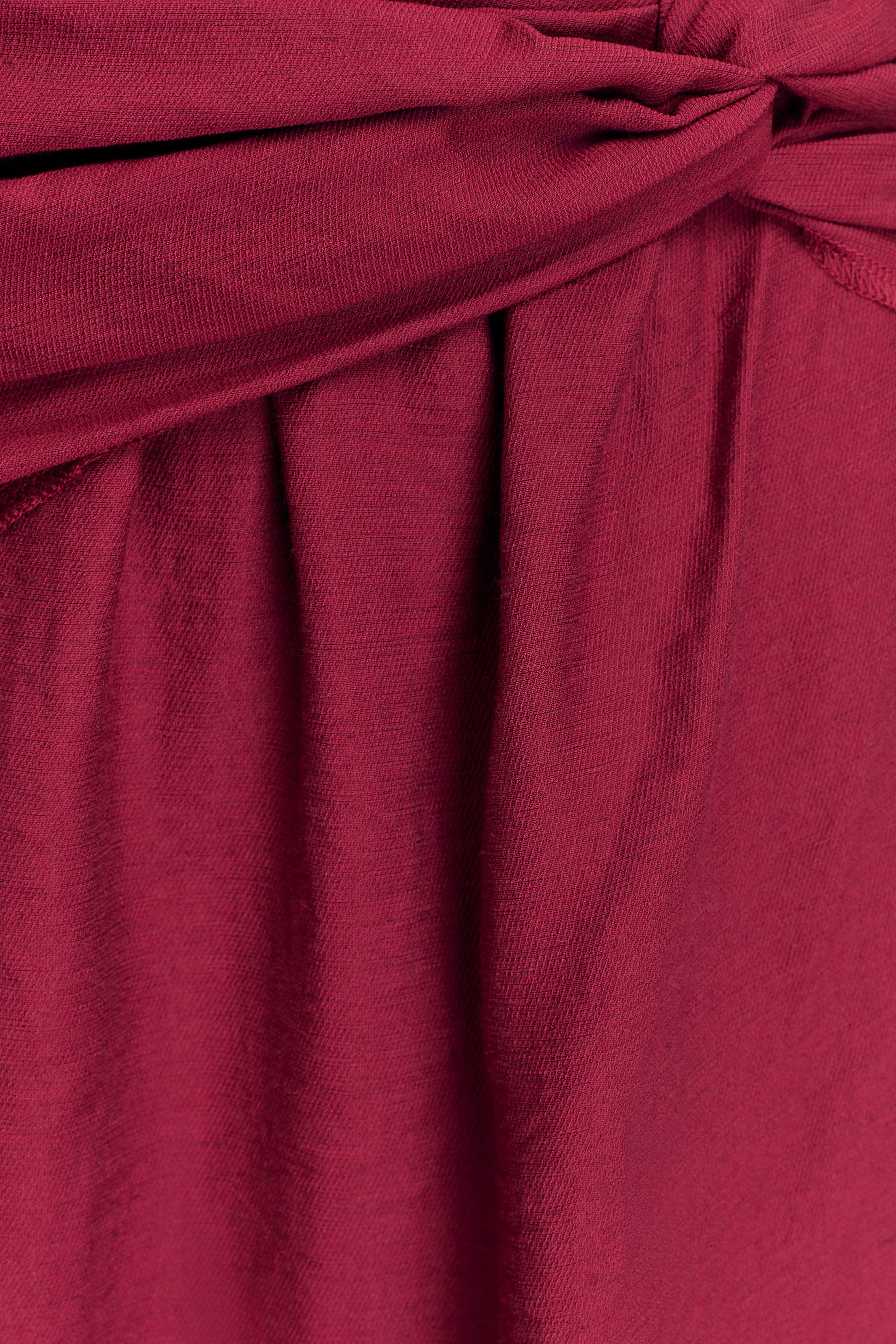 Scottie Gathered Linen Knot Maxi Skirt - Wine #4