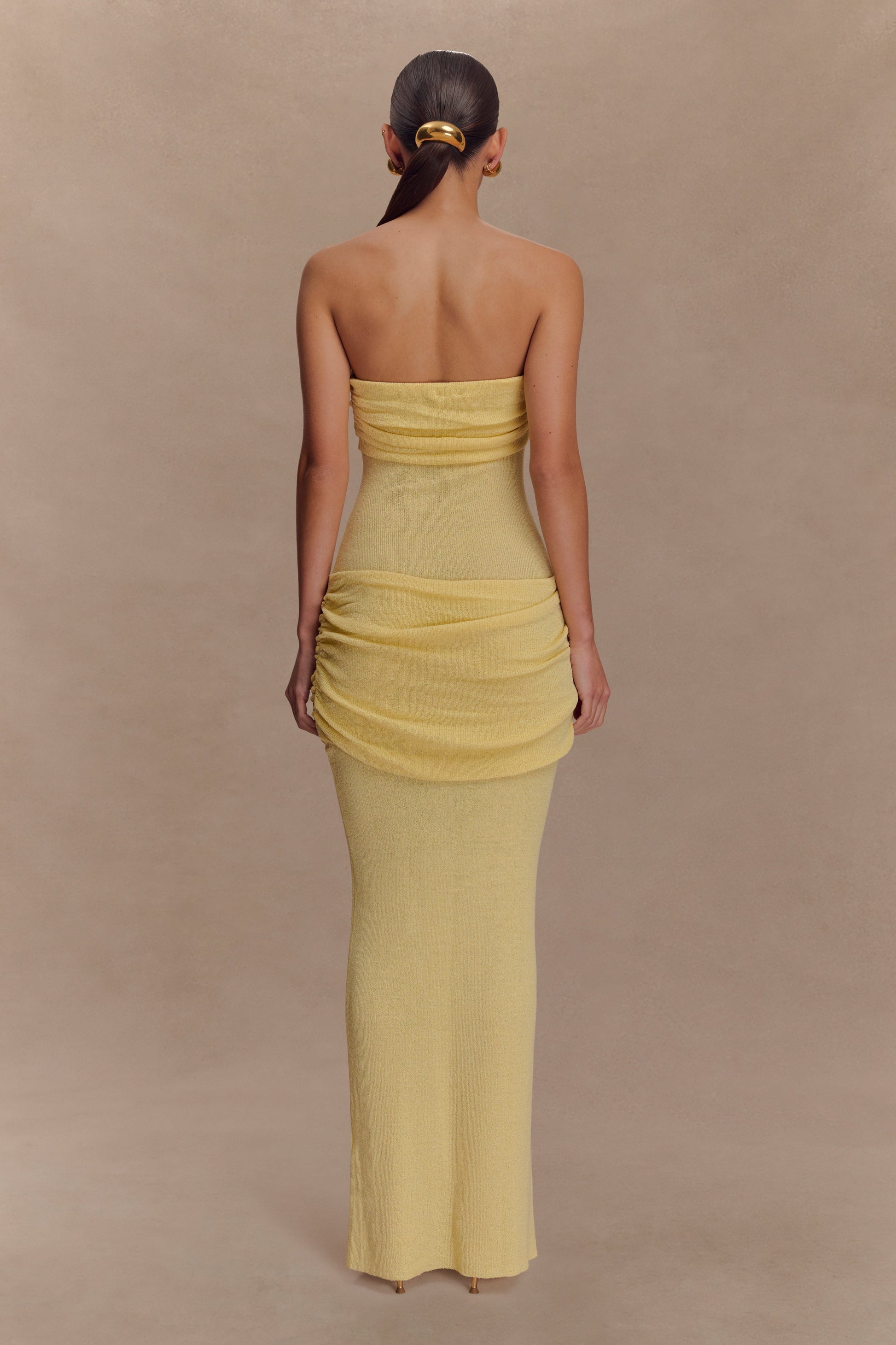 Elora Strapless Knit Maxi Dress - Lemon #3