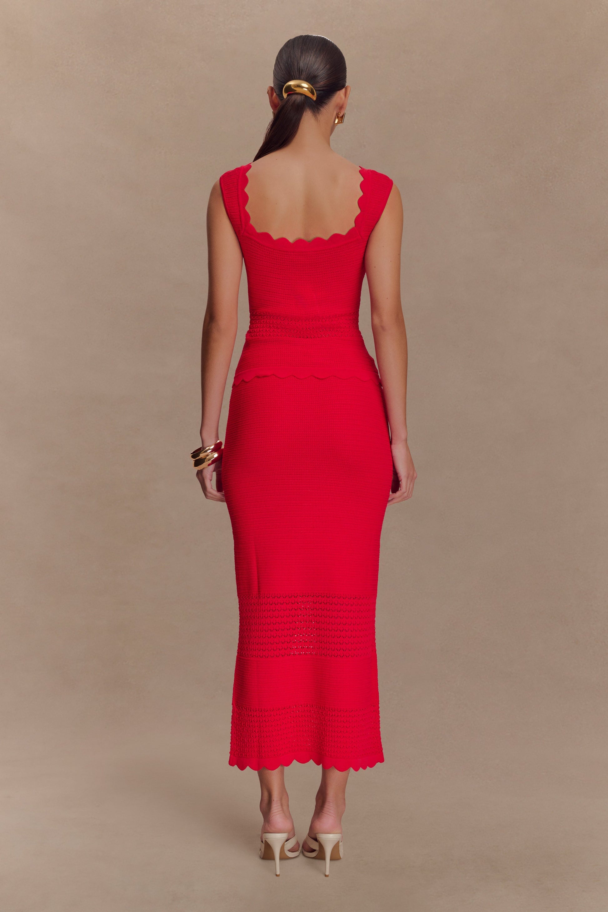 Madeline Scallop Knit Top - Red #5