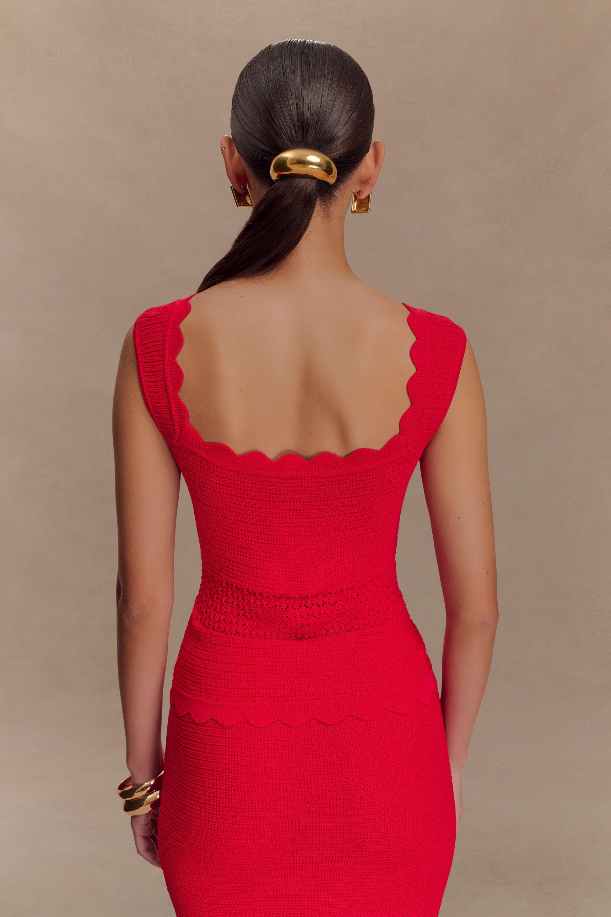 Madeline Scallop Knit Top - Red #2