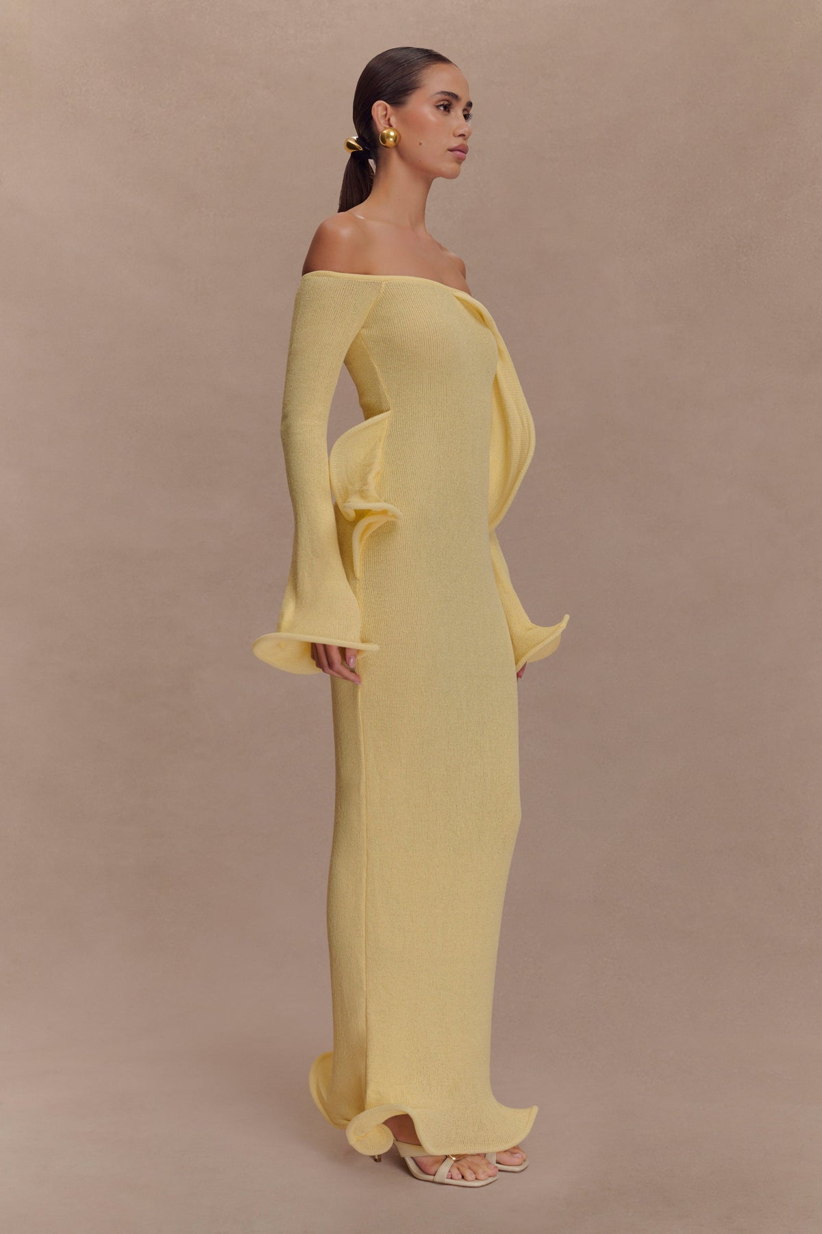 Sandrine Off Shoulder Knit Maxi Dress - Lemon #5