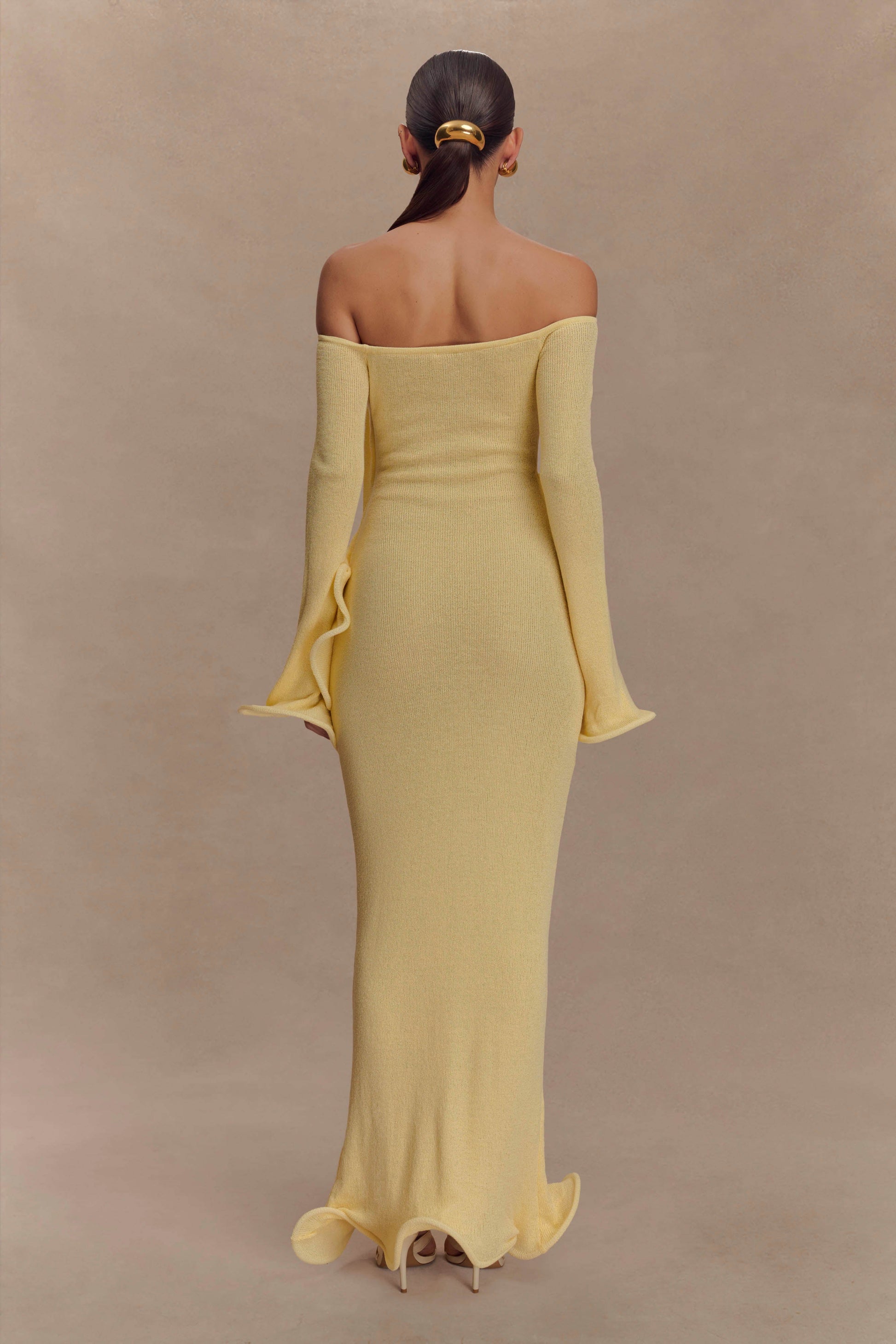 Sandrine Off Shoulder Knit Maxi Dress - Lemon #3