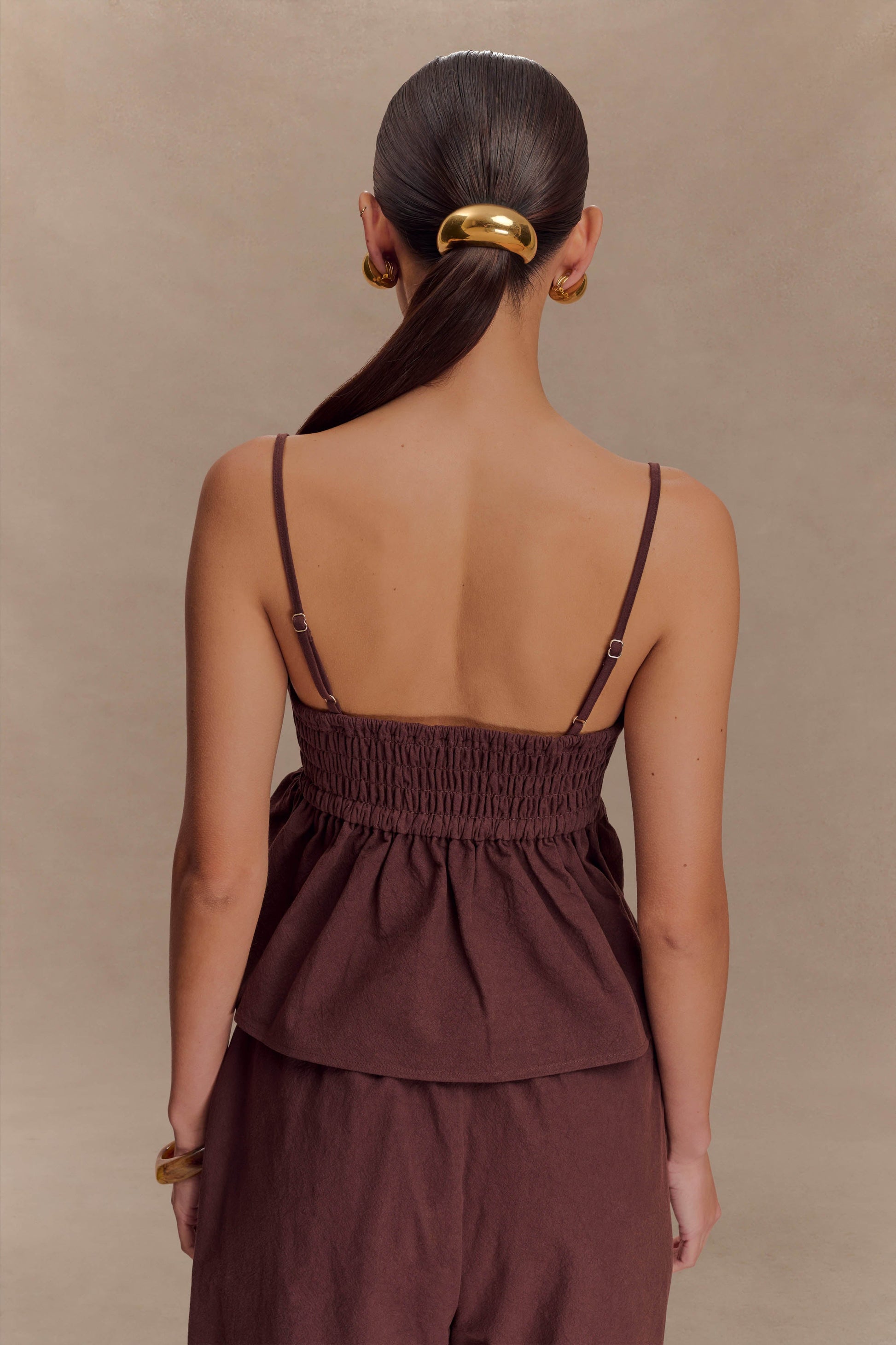 Janayia Cotton Beaded Top - Dark Espresso #2