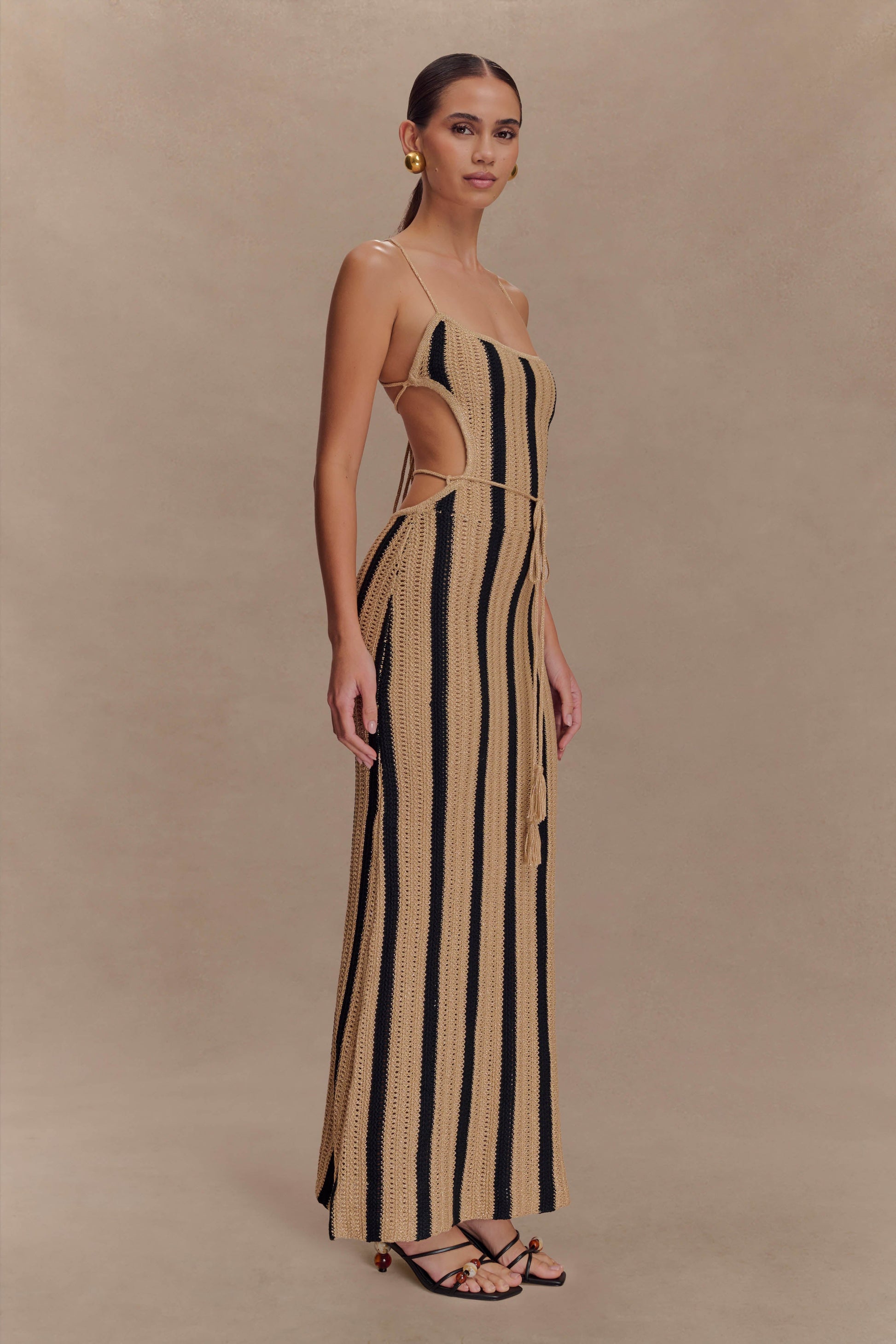 Shepherd Crochet Halter Maxi Dress - Gold/Black #7