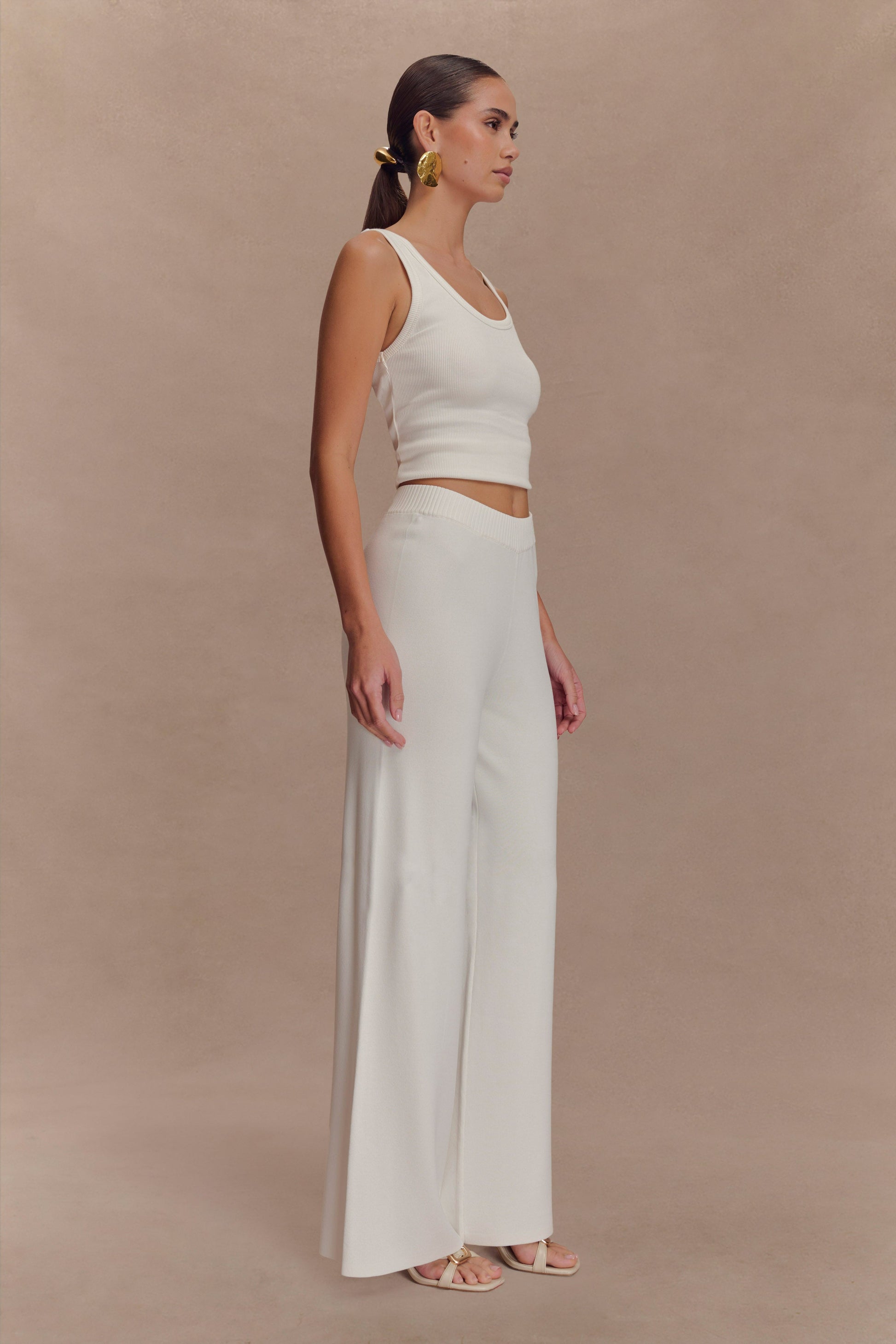 Fabiana Wide Leg Knit Pant - White #4