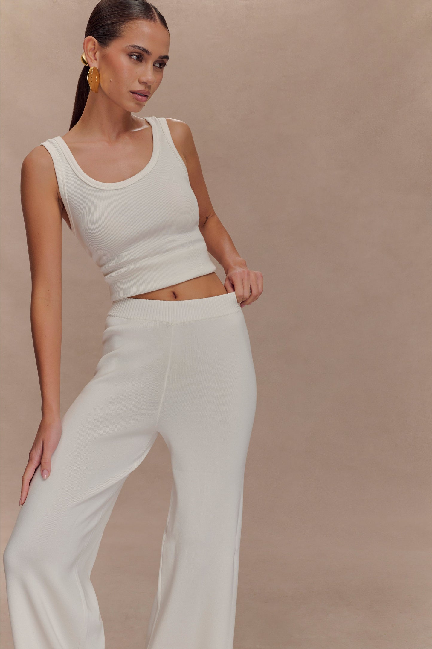 Fabiana Wide Leg Knit Pant - White