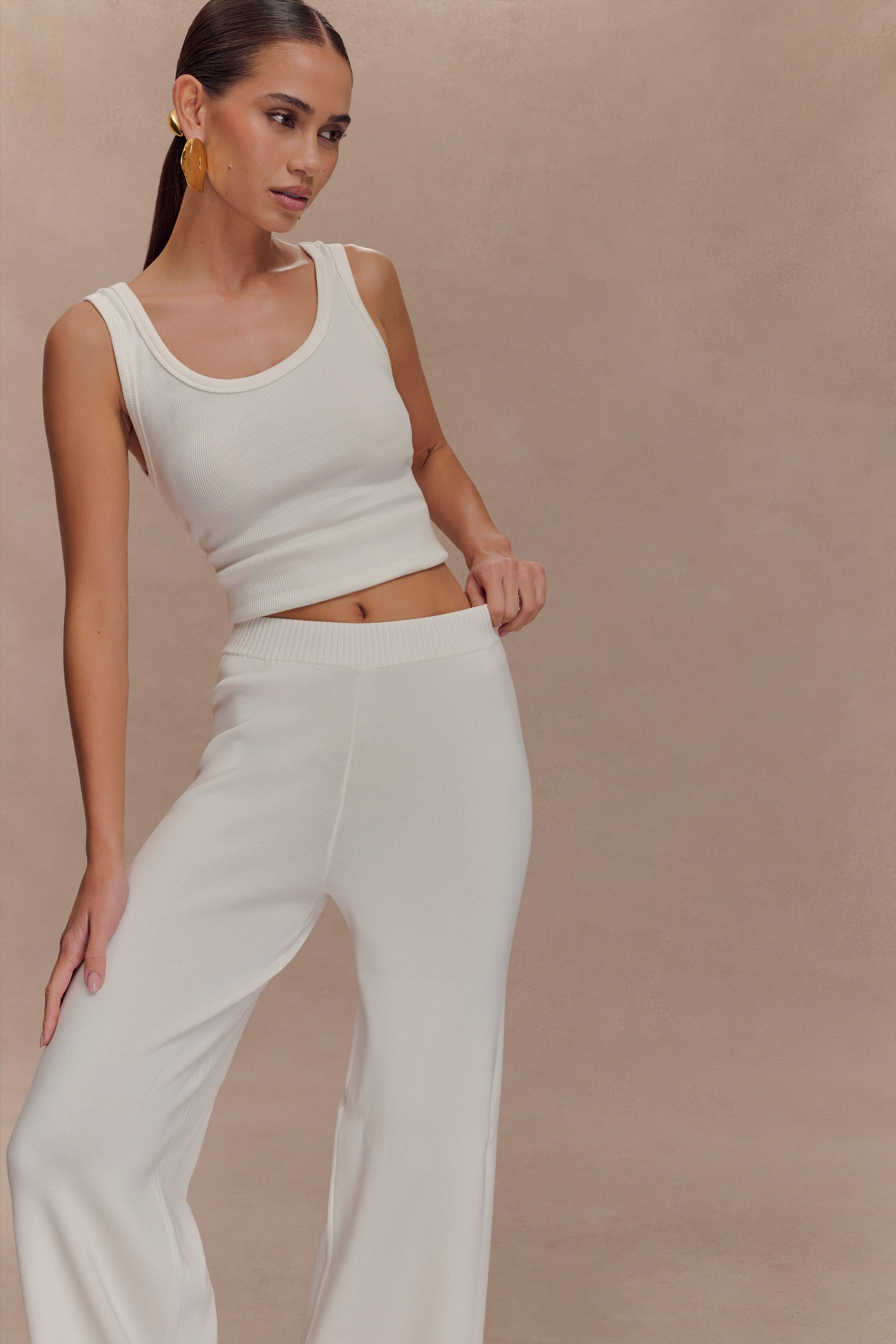Fabiana Wide Leg Knit Pant - White #3