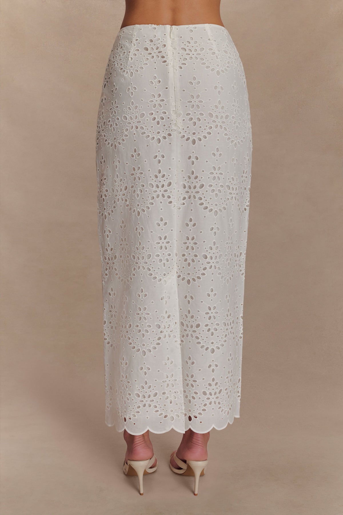 Kensley Broderie Midi Skirt - White #3