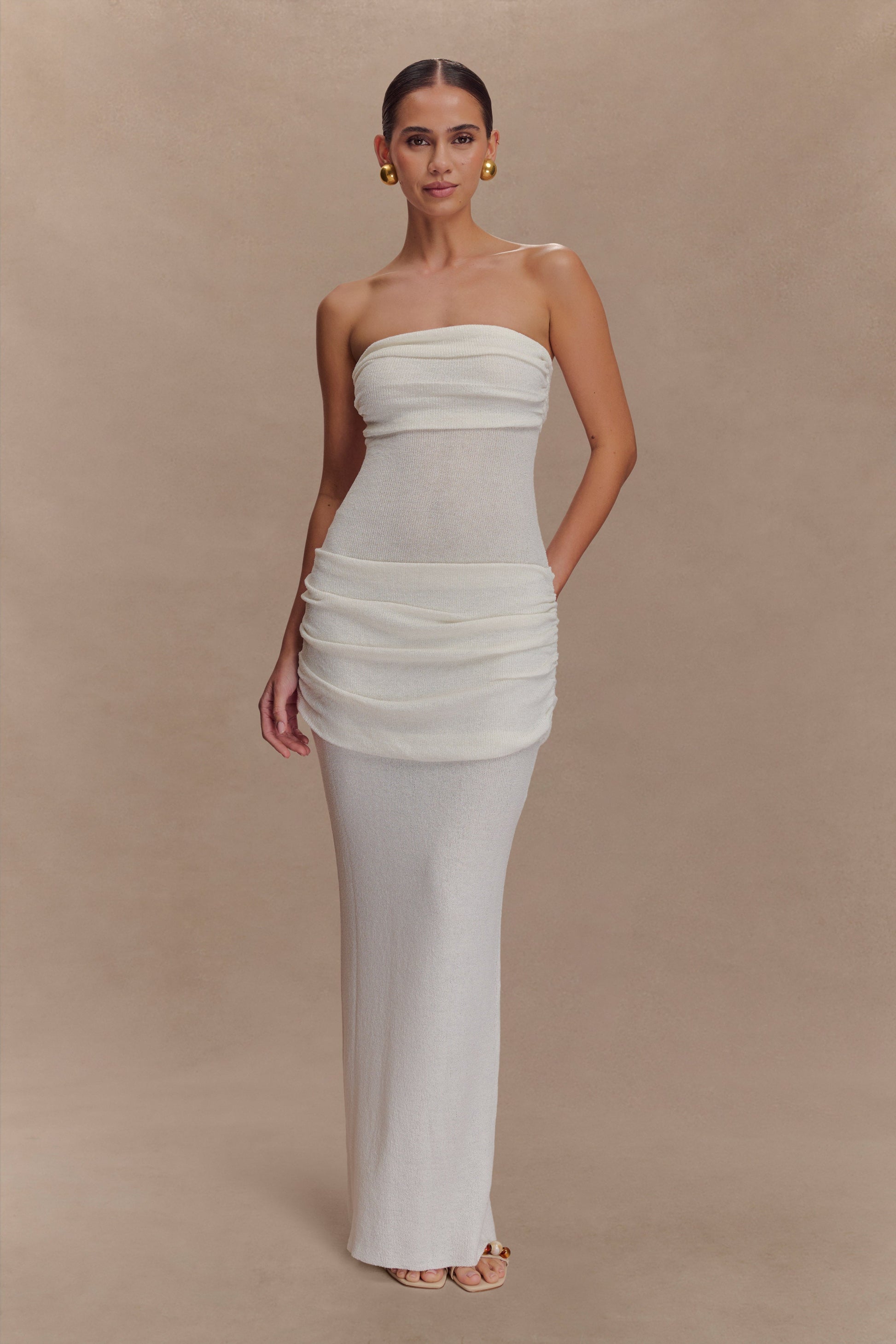 Elora Strapless Knit Maxi Dress - Ivory #2