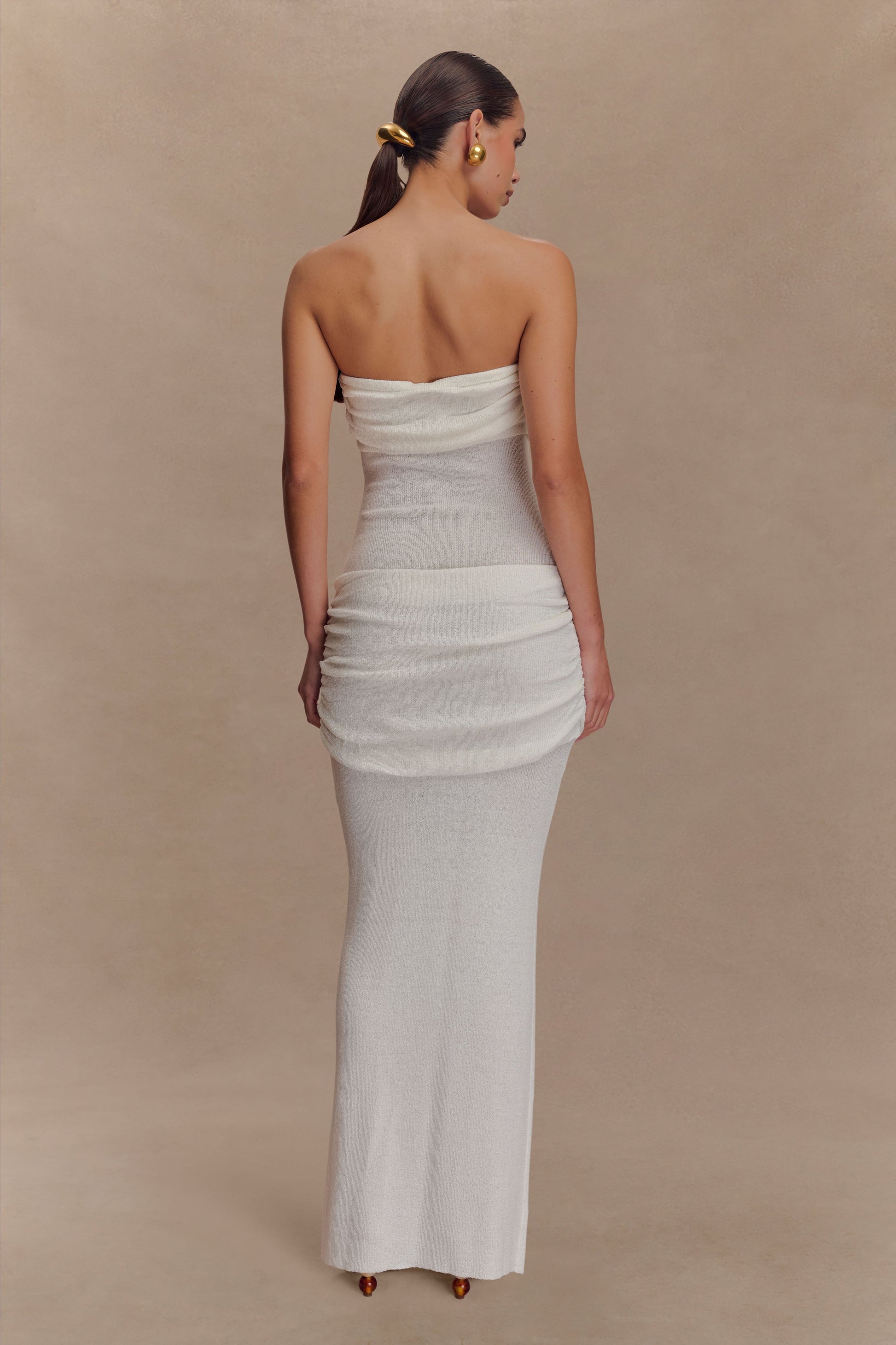 Elora Strapless Knit Maxi Dress - Ivory #3