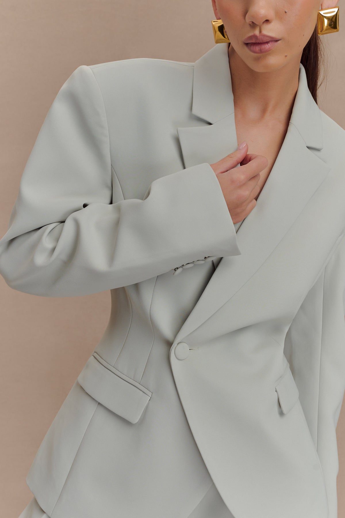 Jameson Cinched Suiting Blazer - Light Sage #3