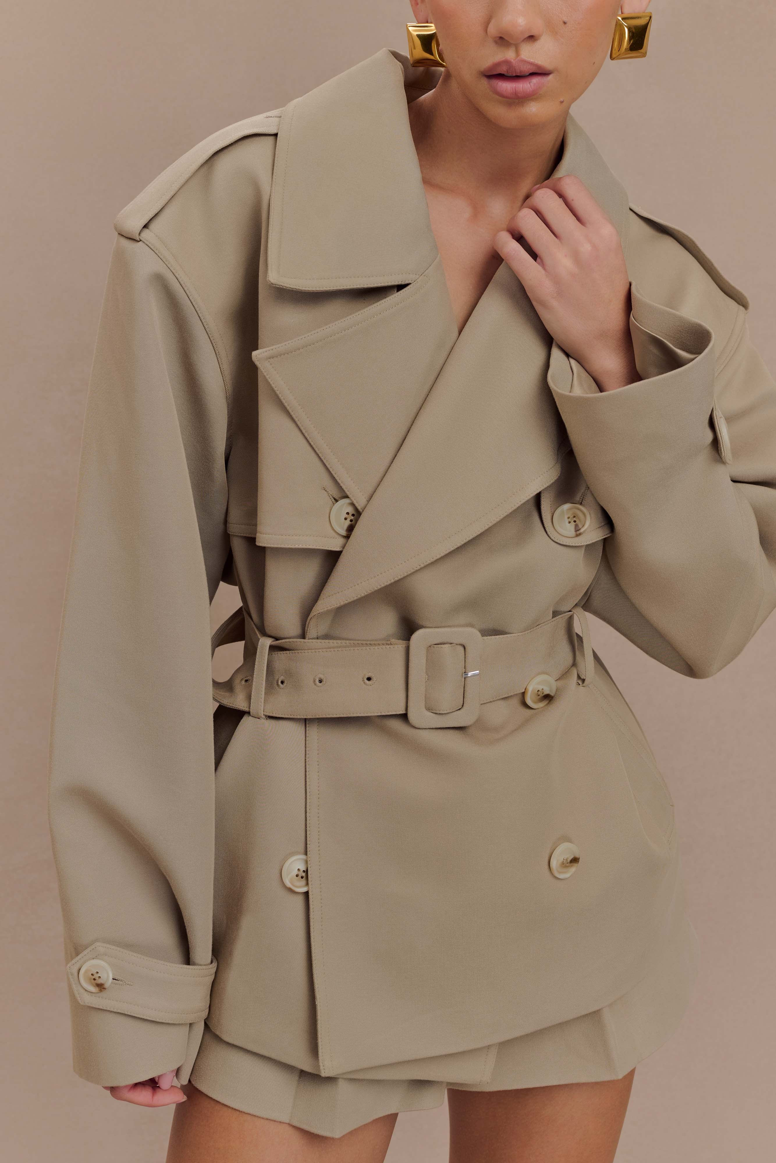 Alden Short Trench Jacket - Pebble | MESHKI UK