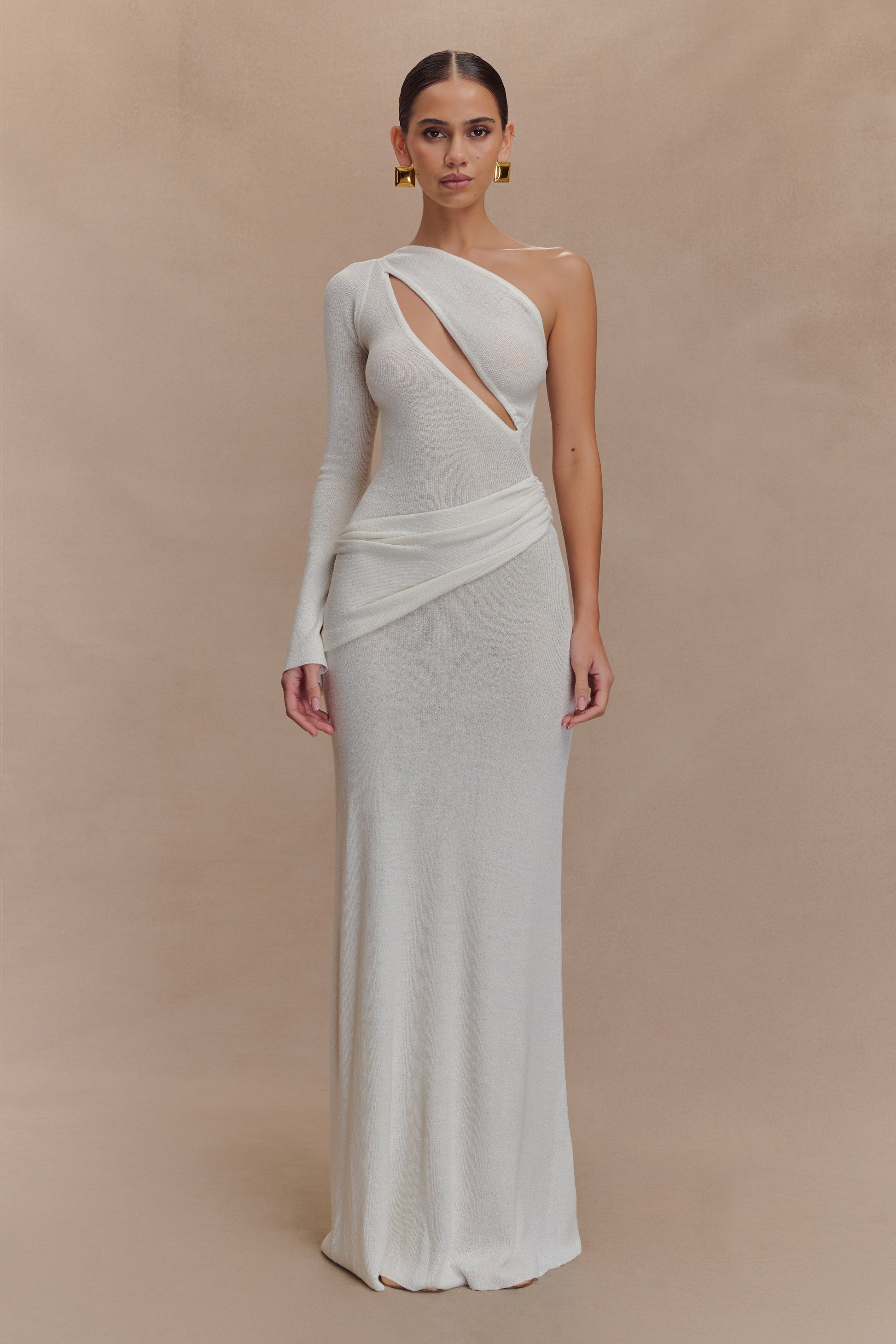 Alexius One Shoulder Knit Maxi Dress - Ivory #3