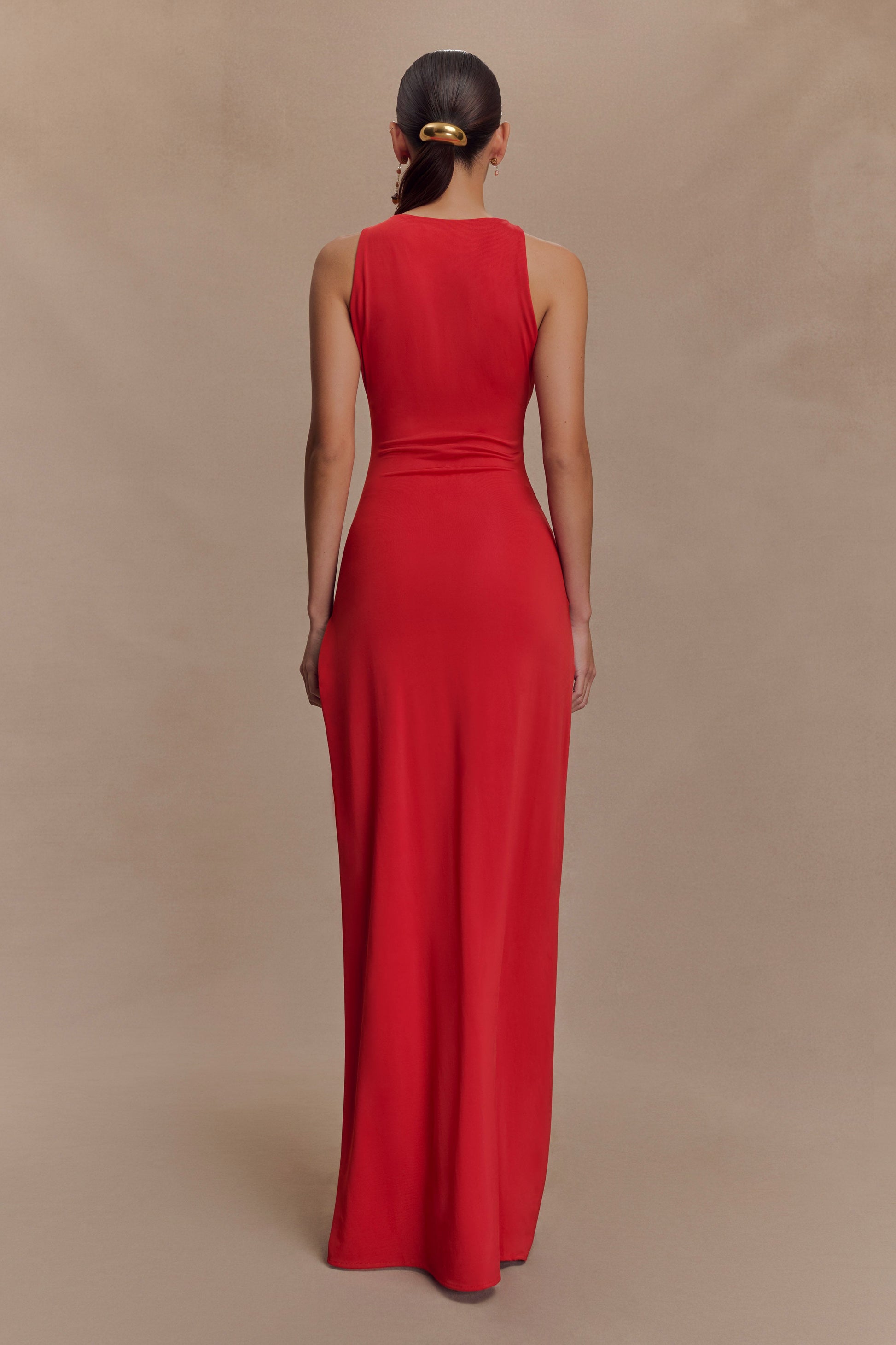 Kaiden Slinky Beaded Maxi Dress - Desert Red #4