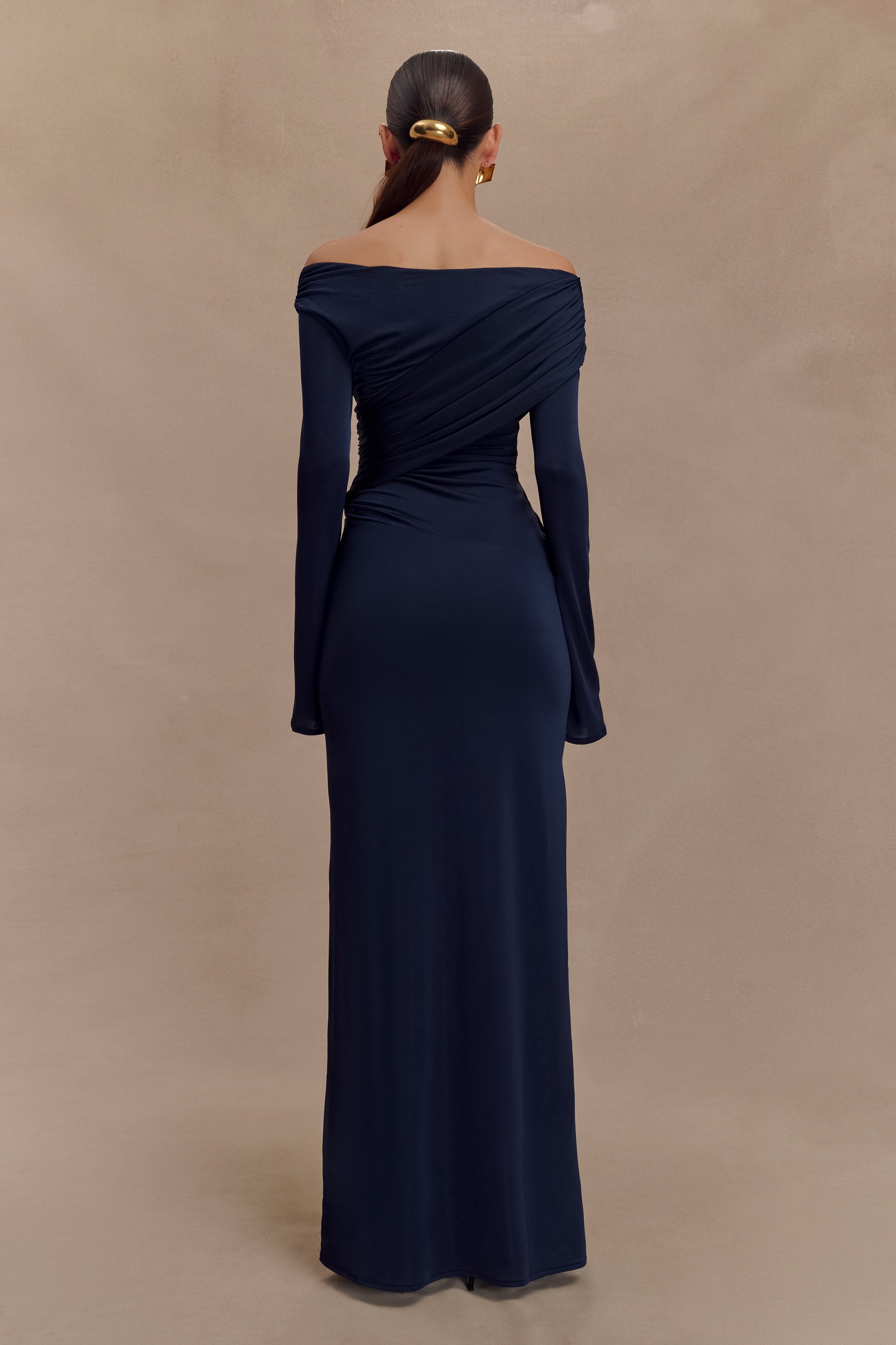 Therese Off Shoulder Ruched Maxi Dress - Navy #2