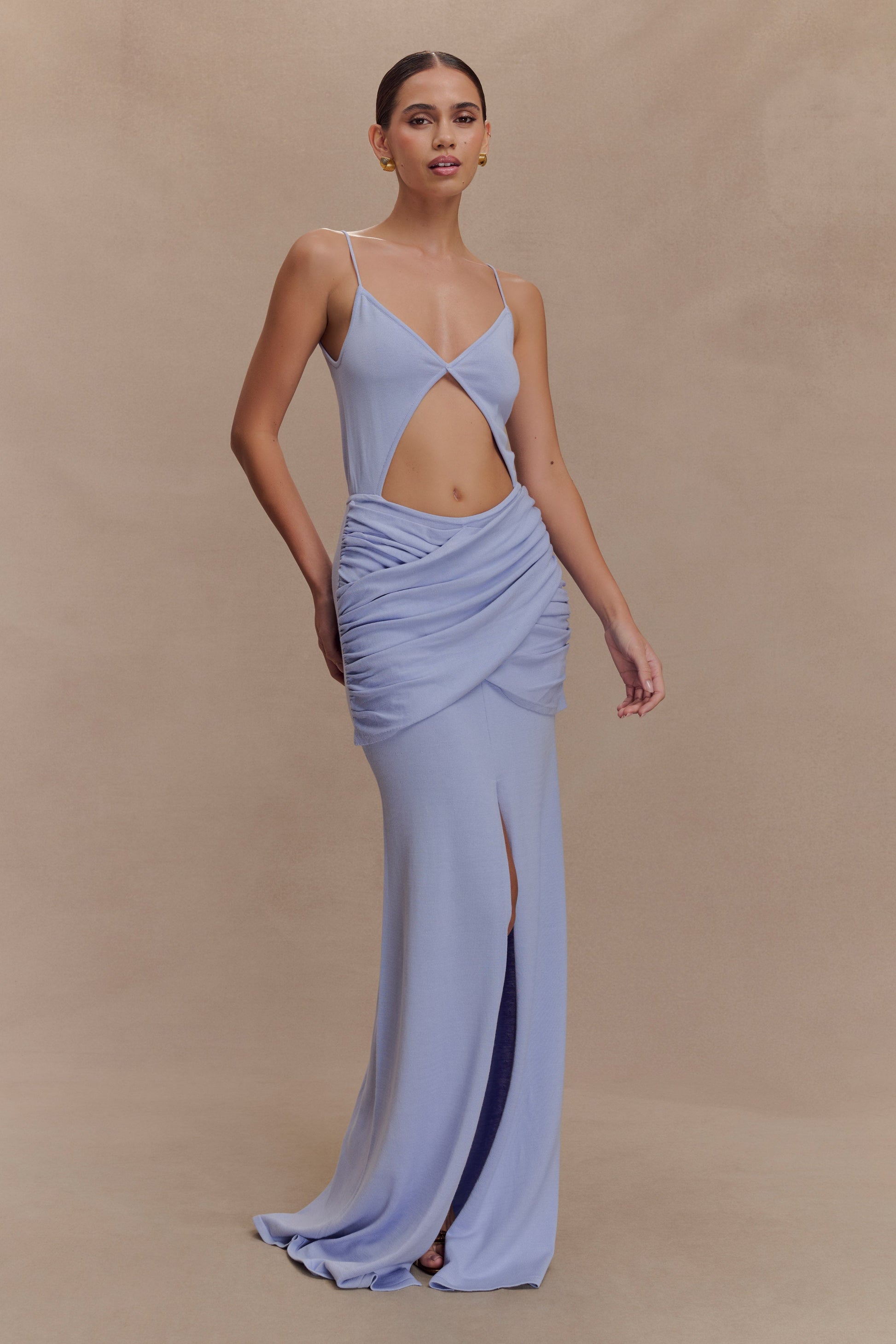 Reama Wrap Over Knit Maxi Dress - Cornflower Blue #5