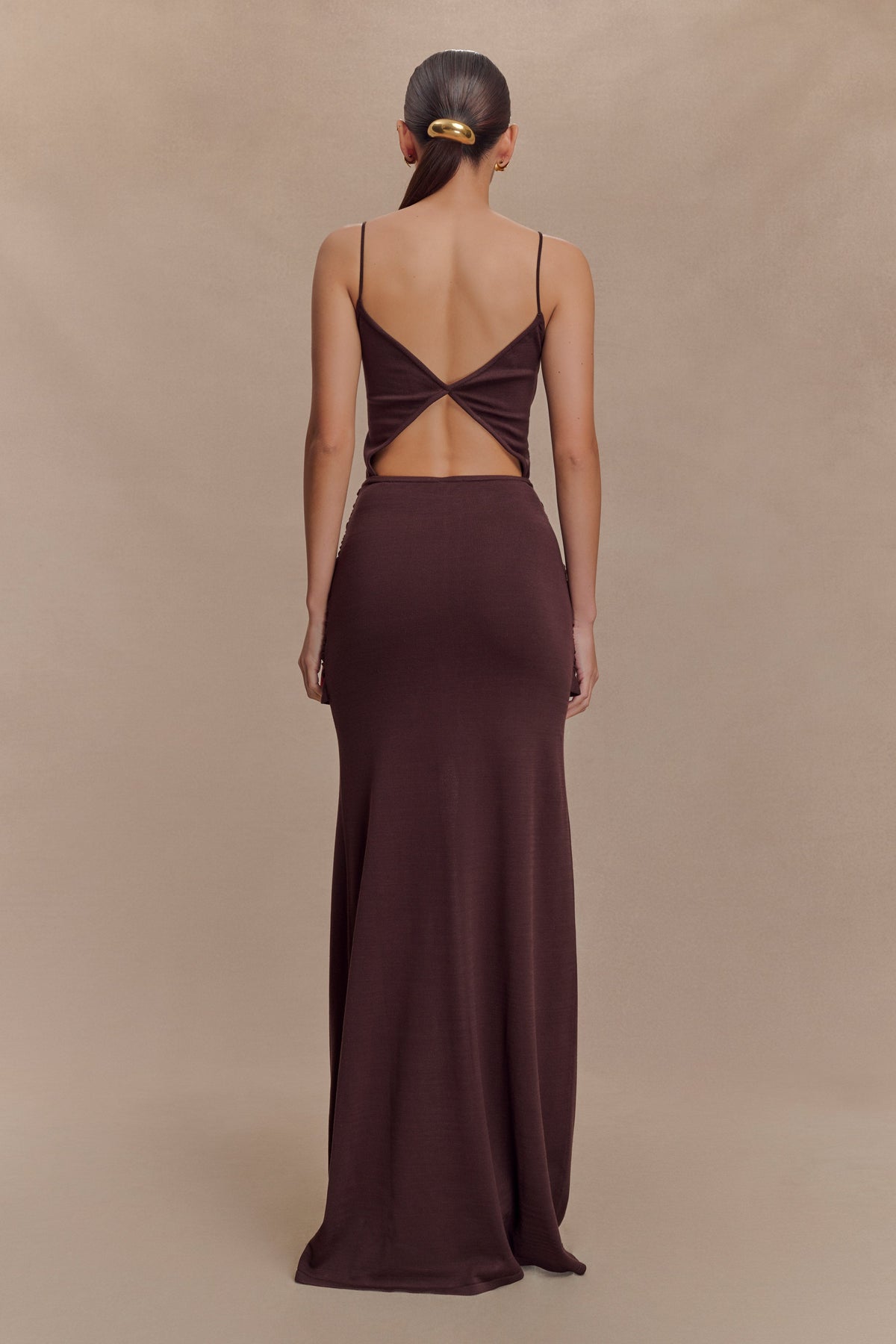 Reama Wrap Over Knit Maxi Dress - Chocolate #2