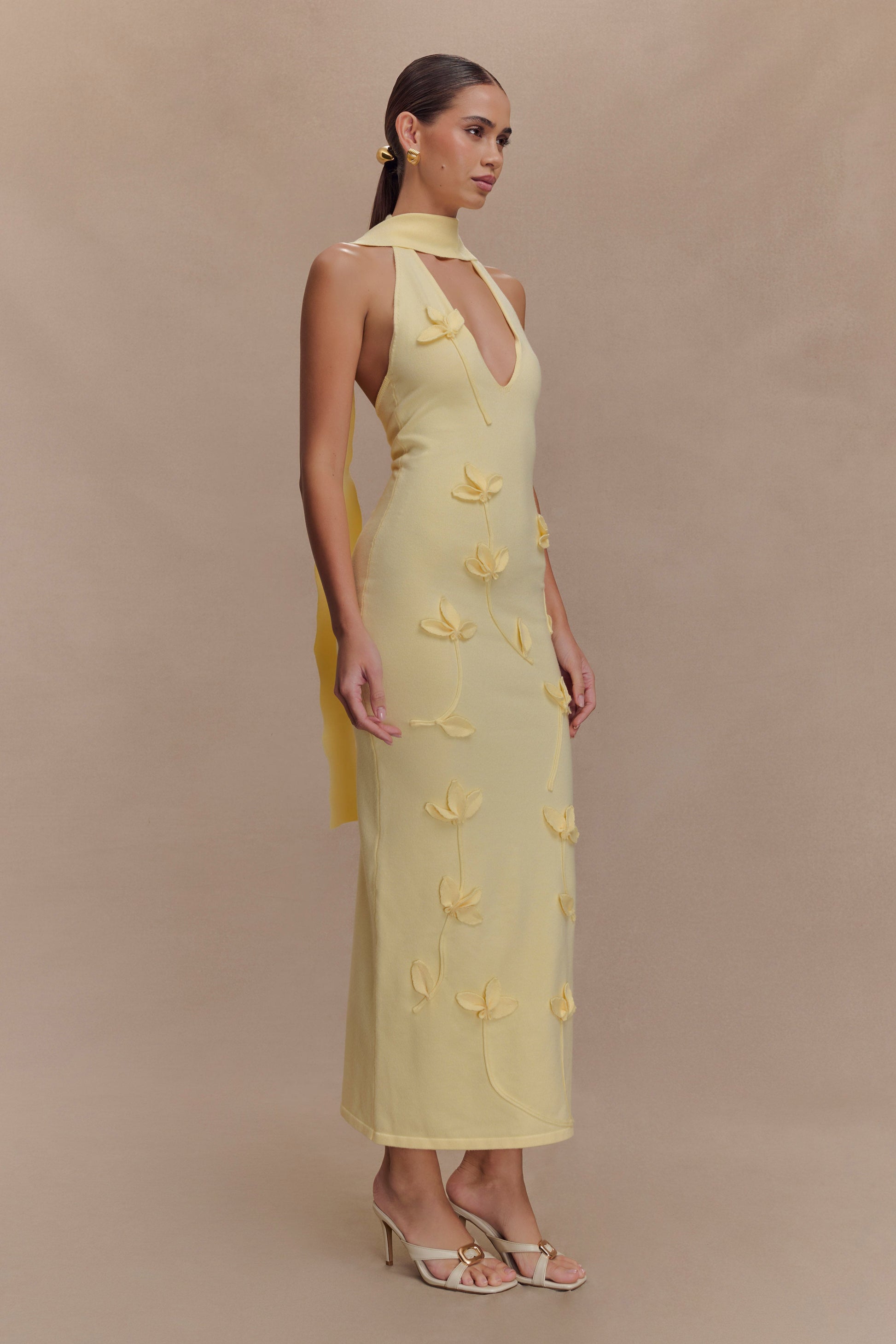 Wynn Floral Knit Midi Dress - Lemon #5
