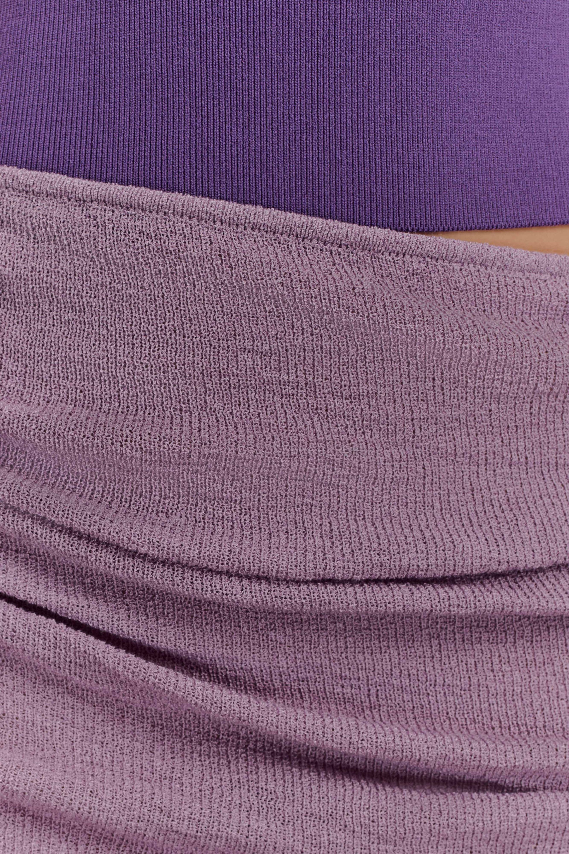 Cali Drape Skirt Knit Mini Dress - Purple #6