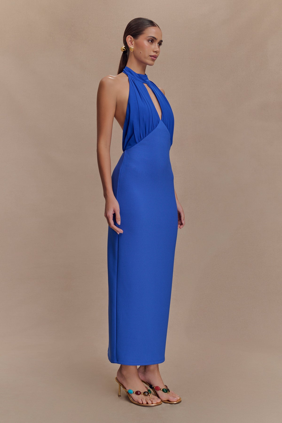 Mierah Halter Midi Dress - Cobalt Blue #4