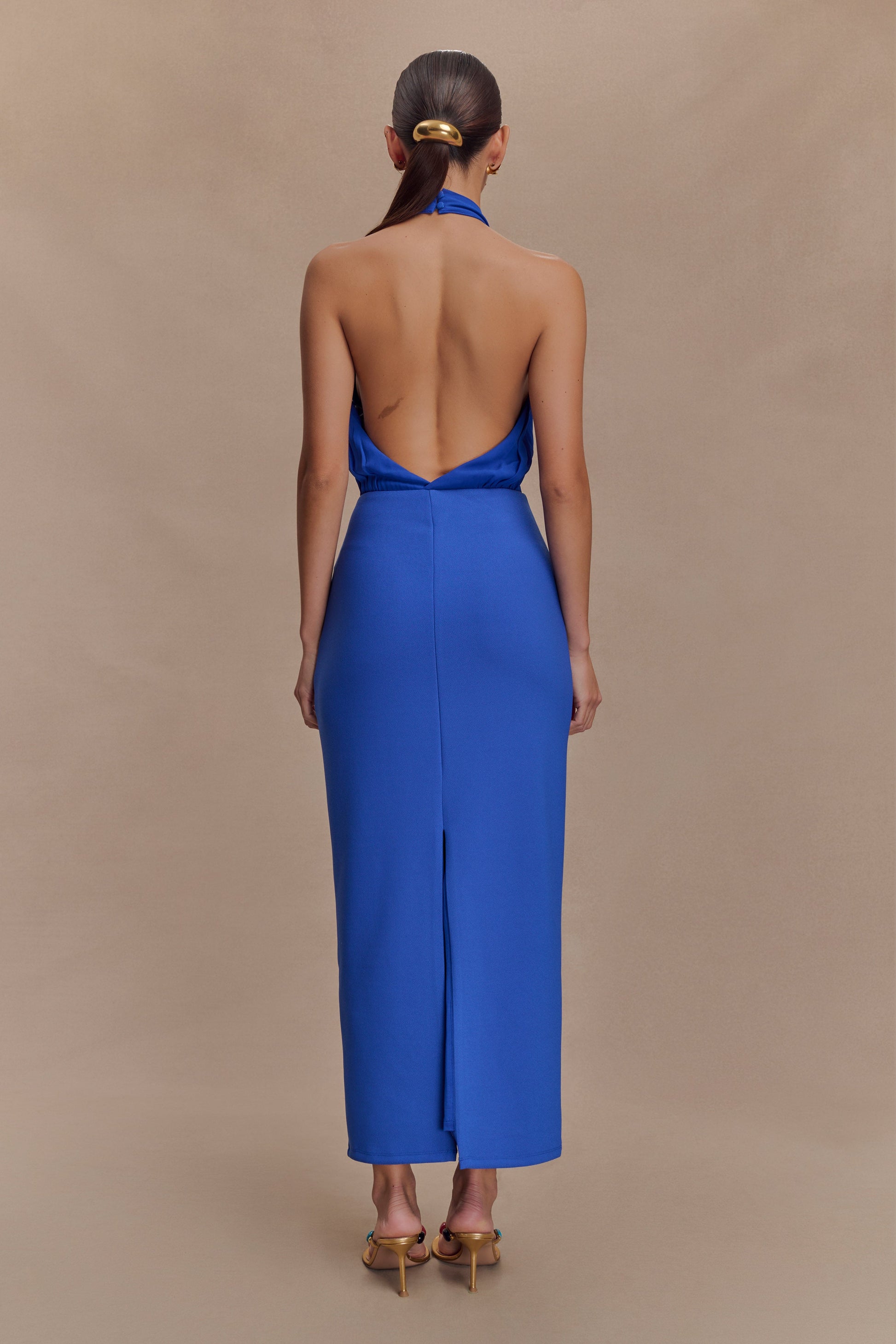 Mierah Halter Midi Dress - Cobalt Blue #2