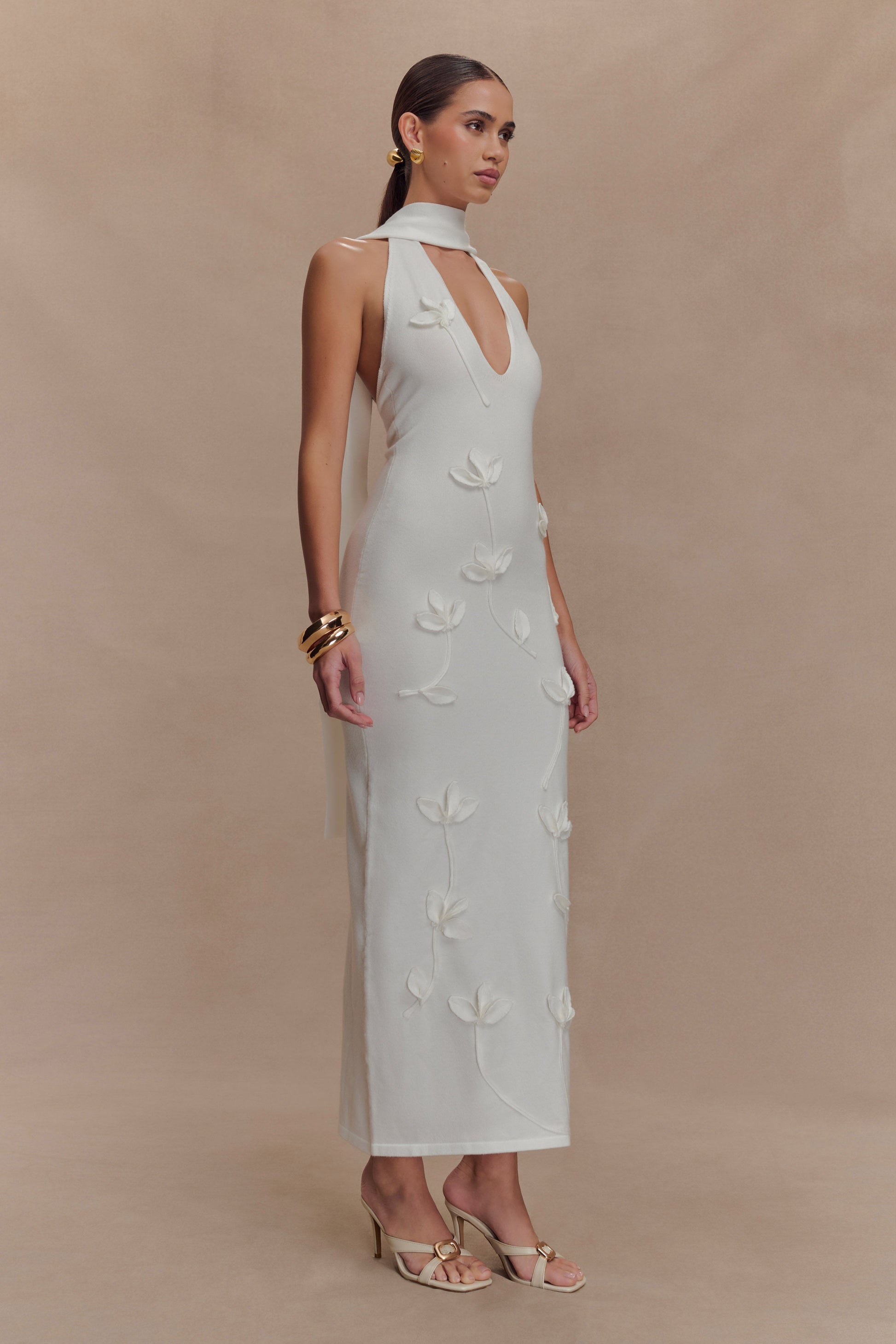 Wynn Floral Knit Midi Dress - White #5