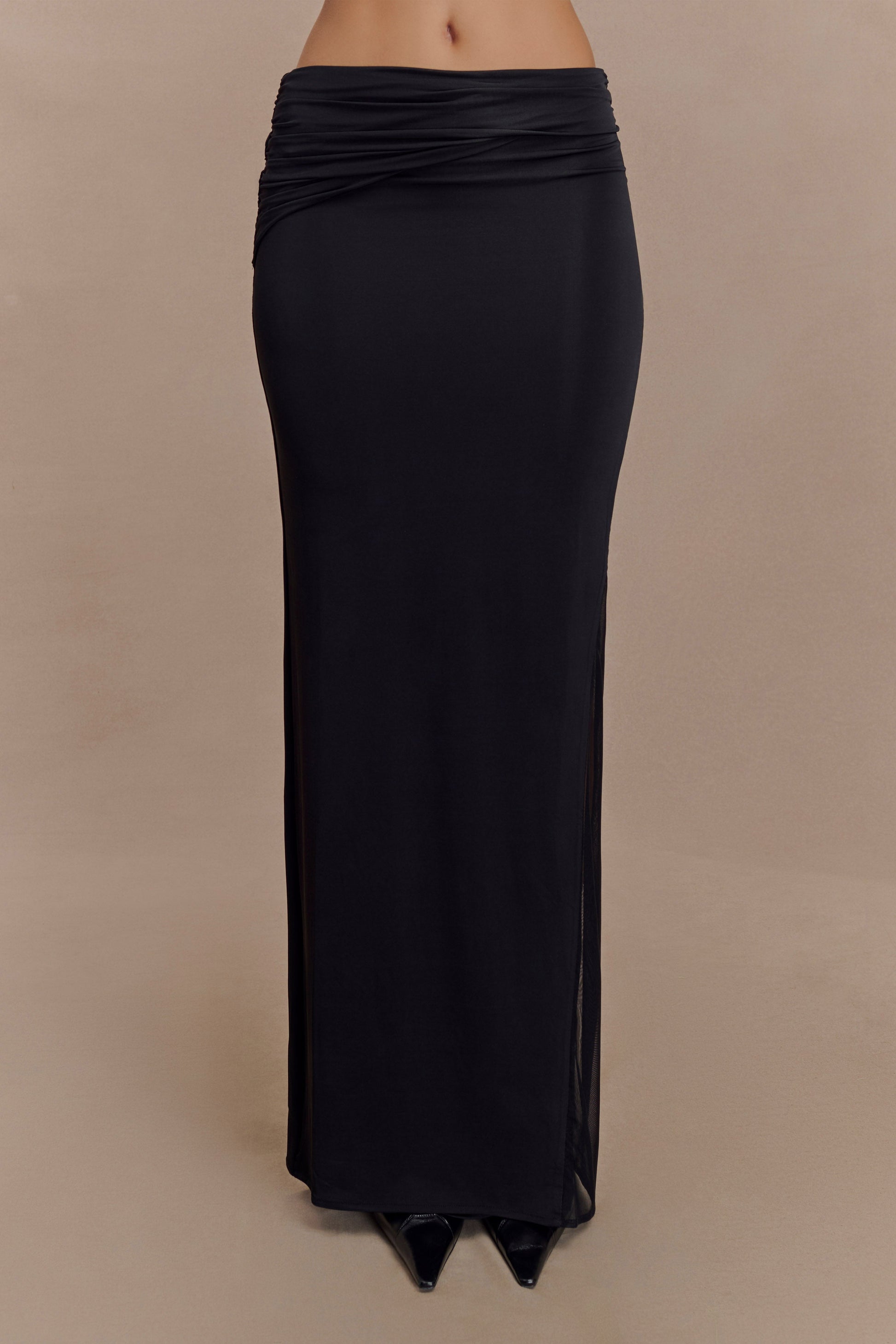 Judy Slinky And Mesh Maxi Skirt - Black