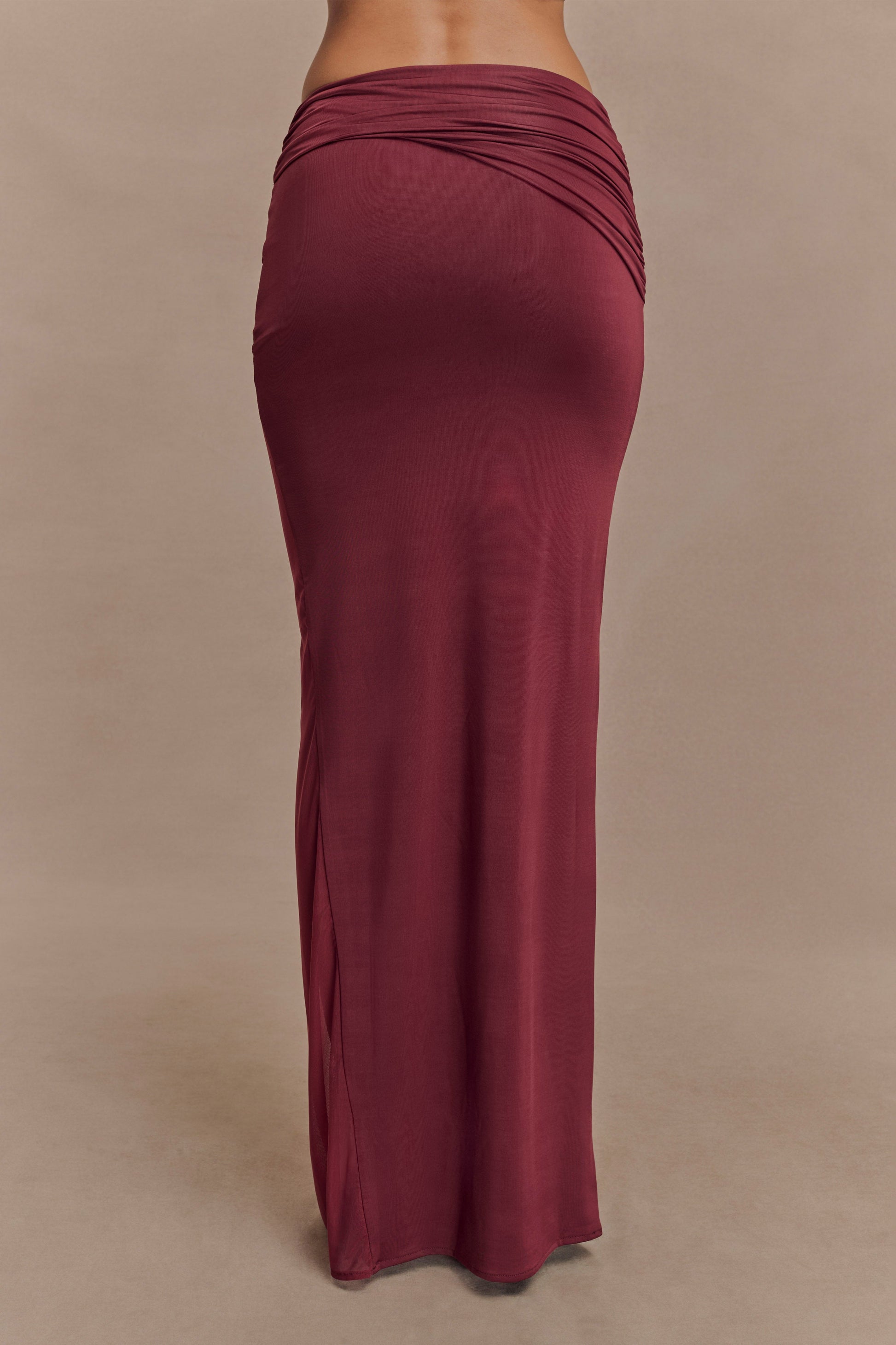 Judy Slinky And Mesh Maxi Skirt - Wine #2