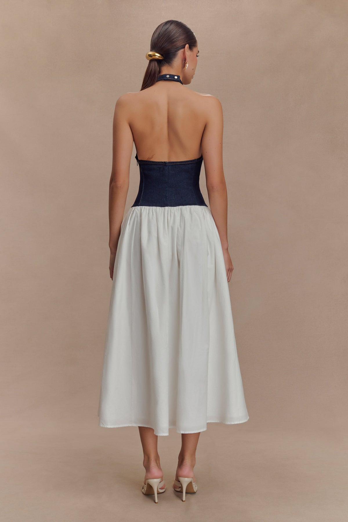 Ashwin Denim Cotton Midi Dress - Indigo Blue #2