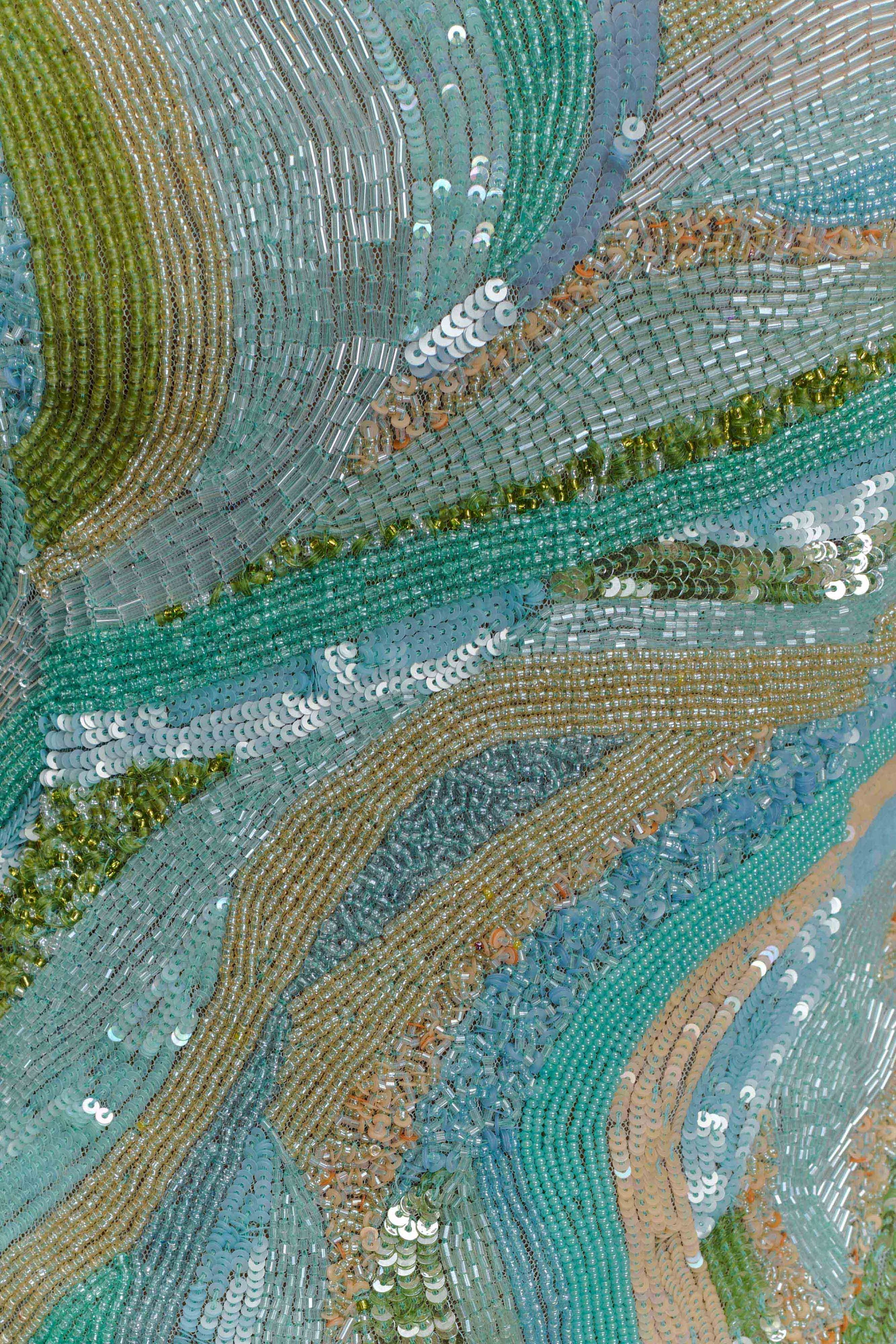 Eloise Hand Beaded Mini Dress - Blue Swirl Print #6