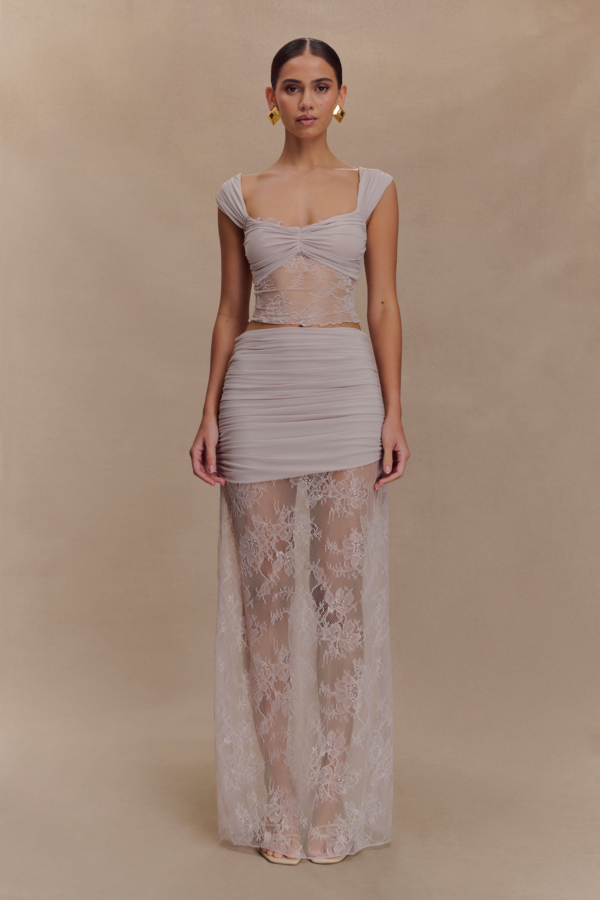 Guinevere Lace And Mesh Maxi Skirt - Lilac #4