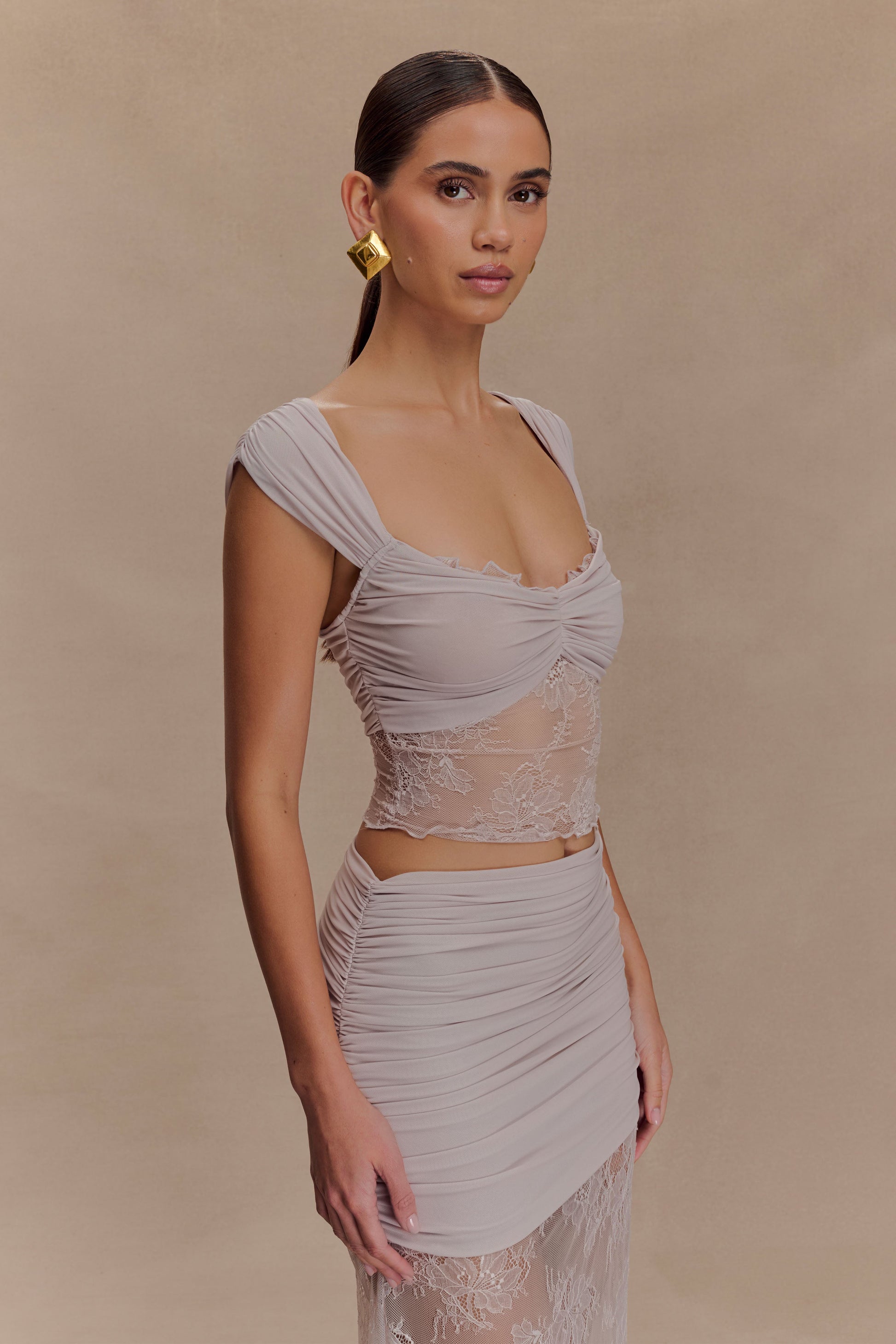 Guinevere Lace And Mesh Top - Lilac #3