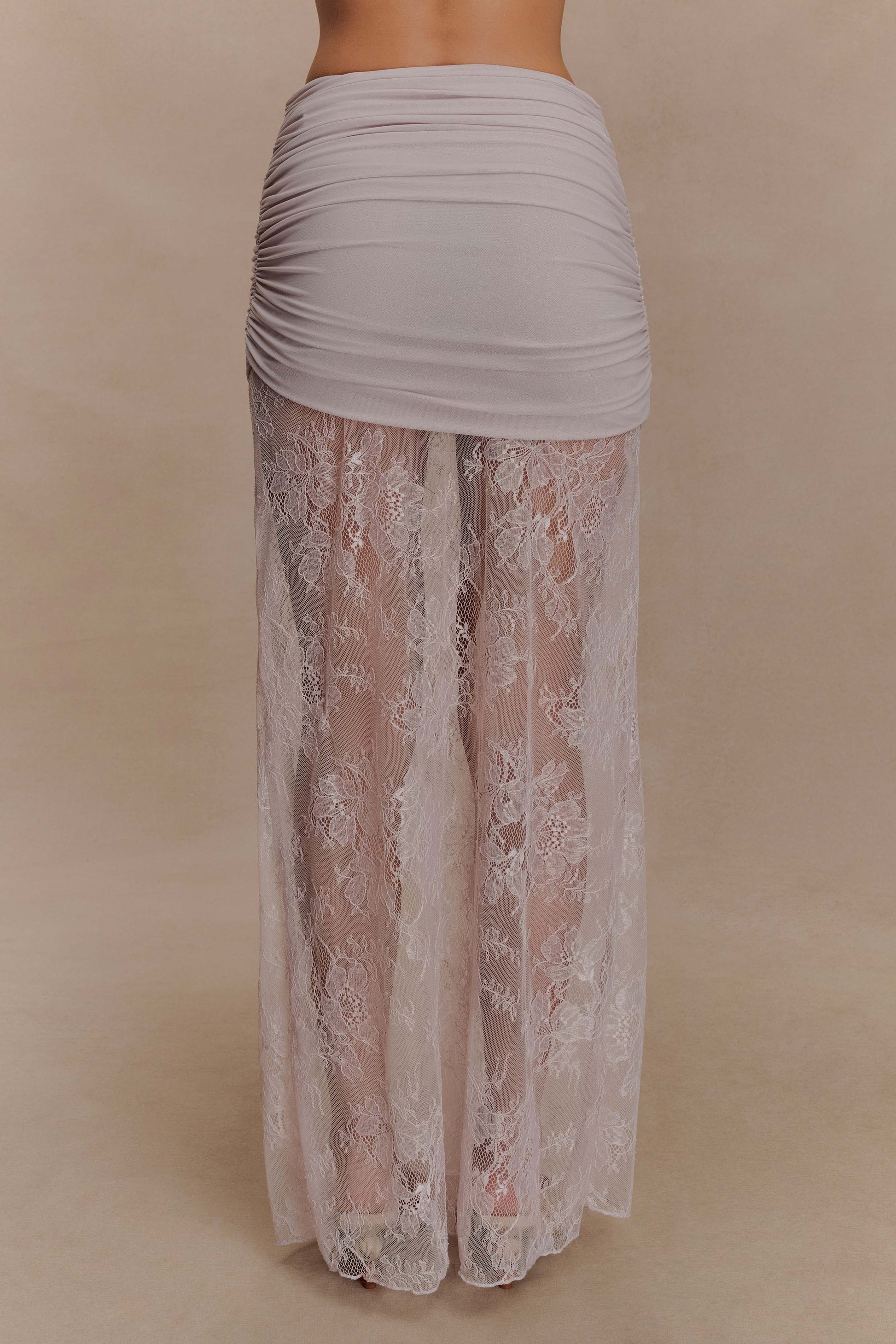 Guinevere Lace And Mesh Maxi Skirt - Lilac #2