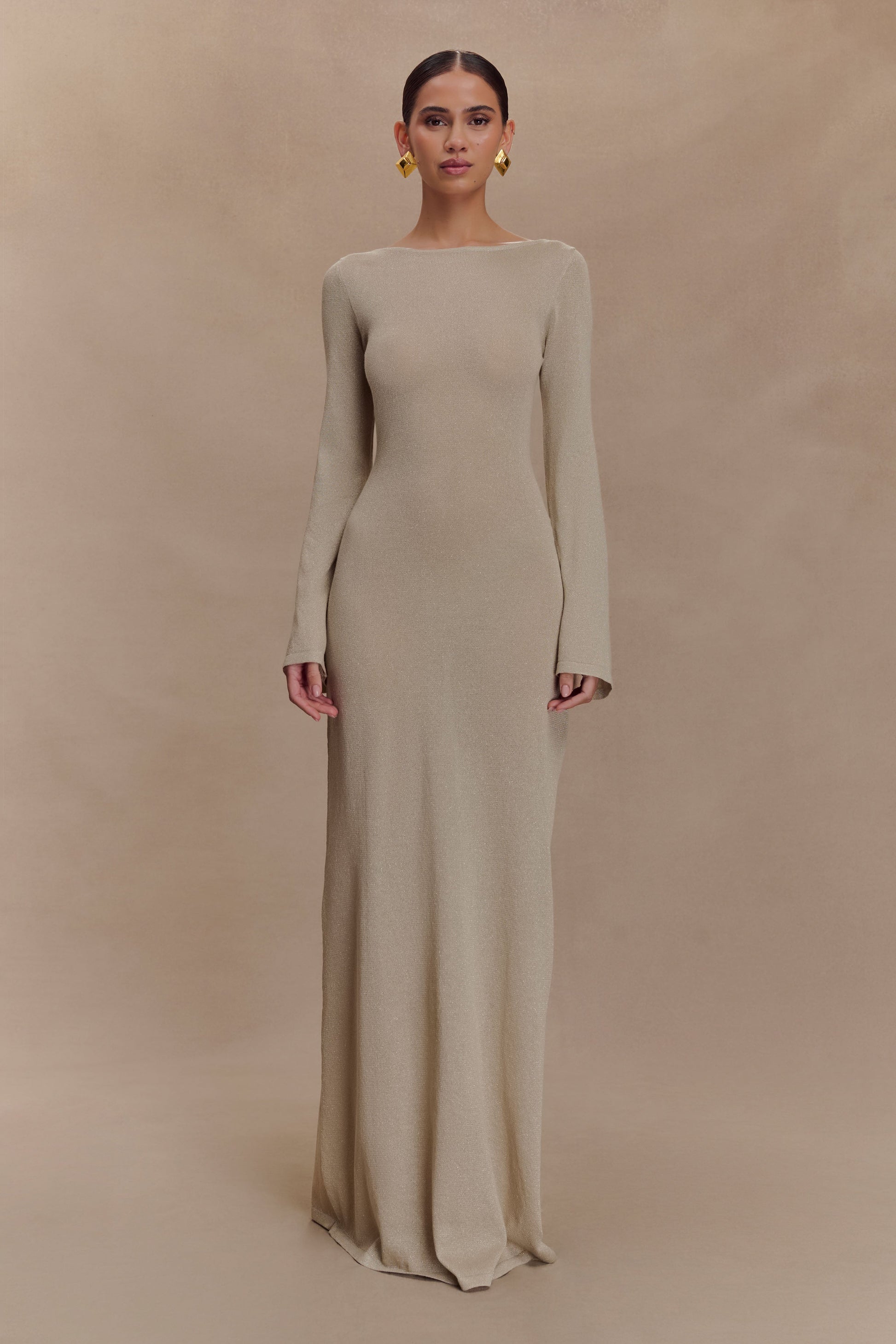 Atticus Knit Maxi Dress With Sequin - Gold #9