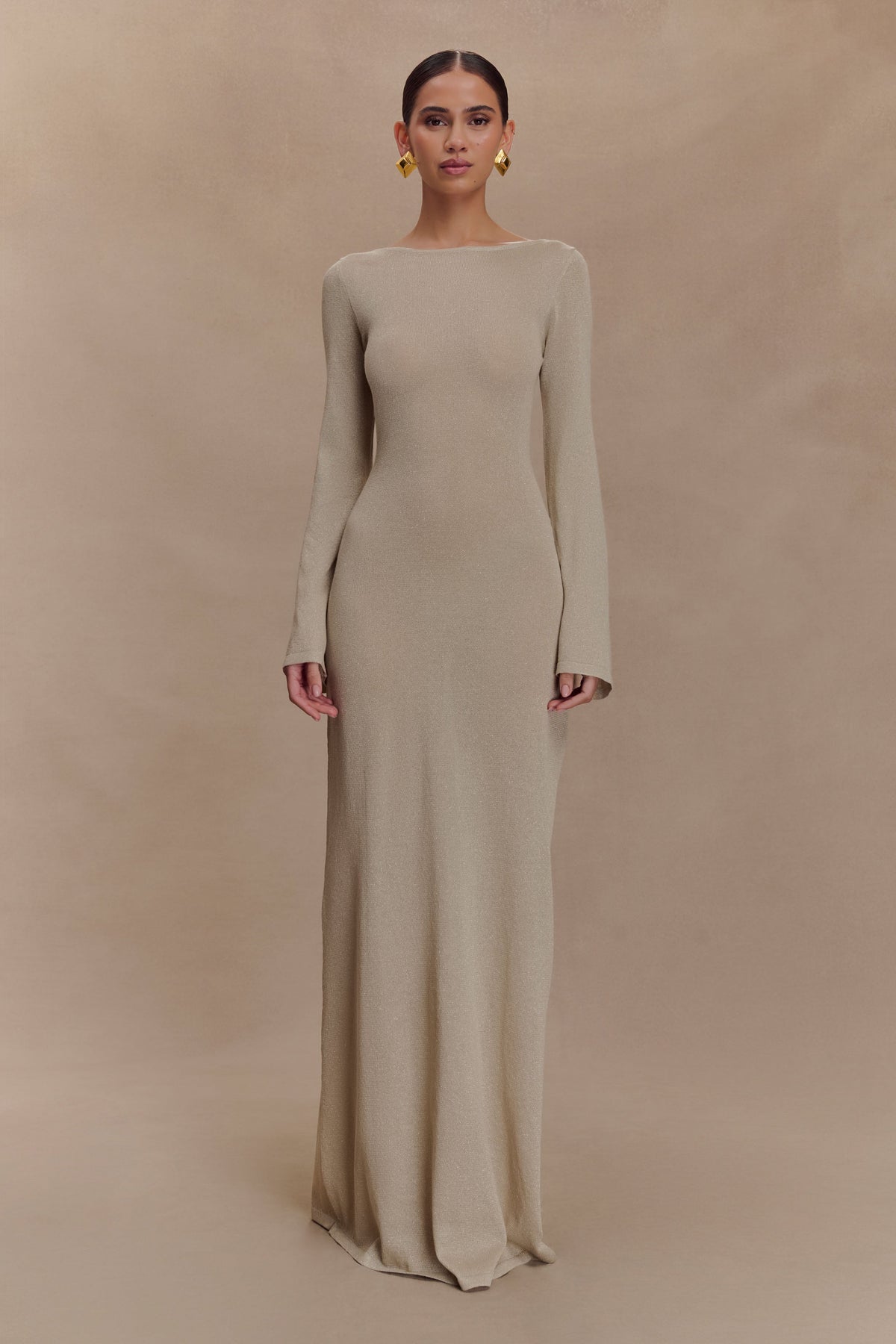 Atticus Knit Maxi Dress With Sequin - Gold #9