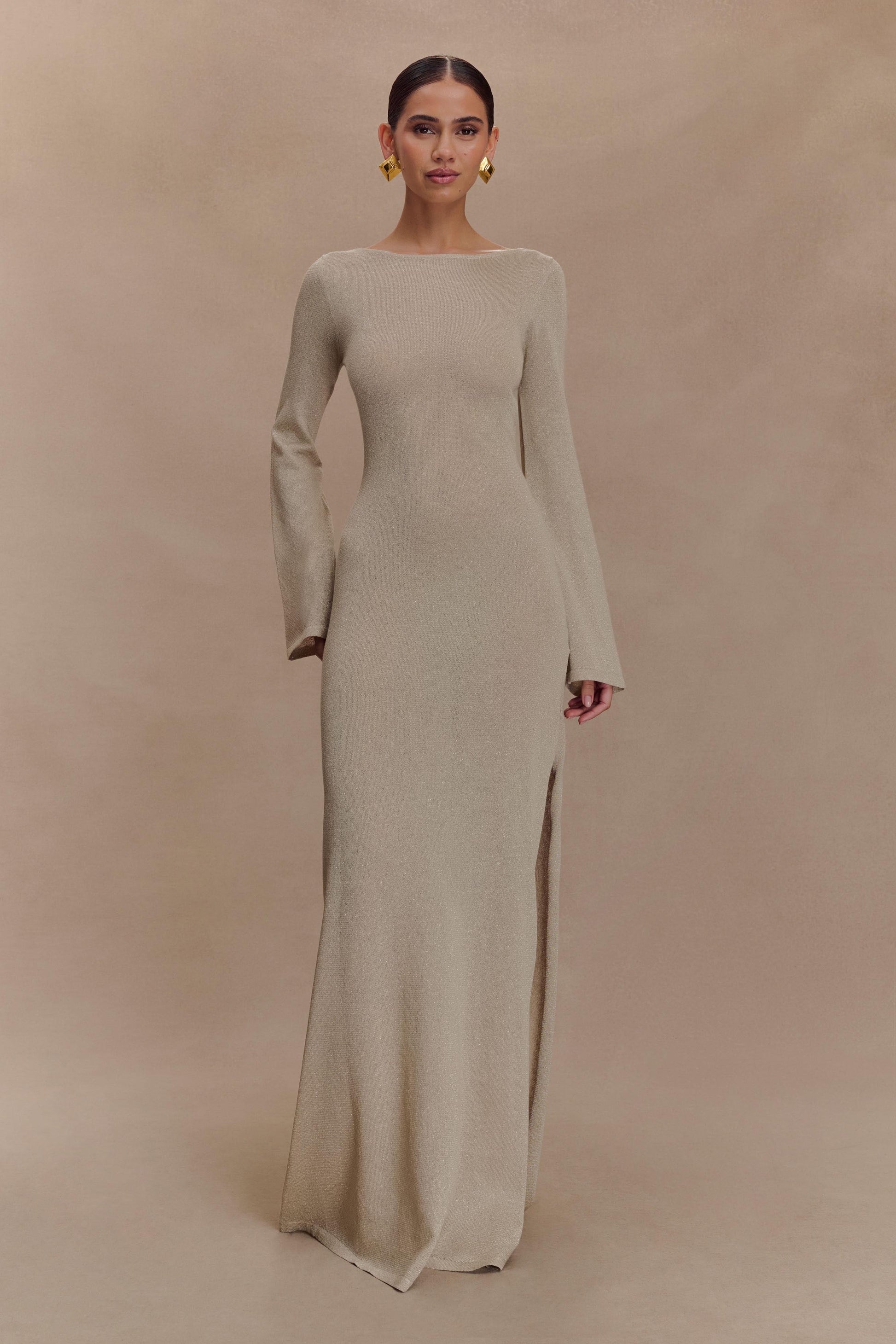 Atticus Knit Maxi Dress With Sequin - Gold #8