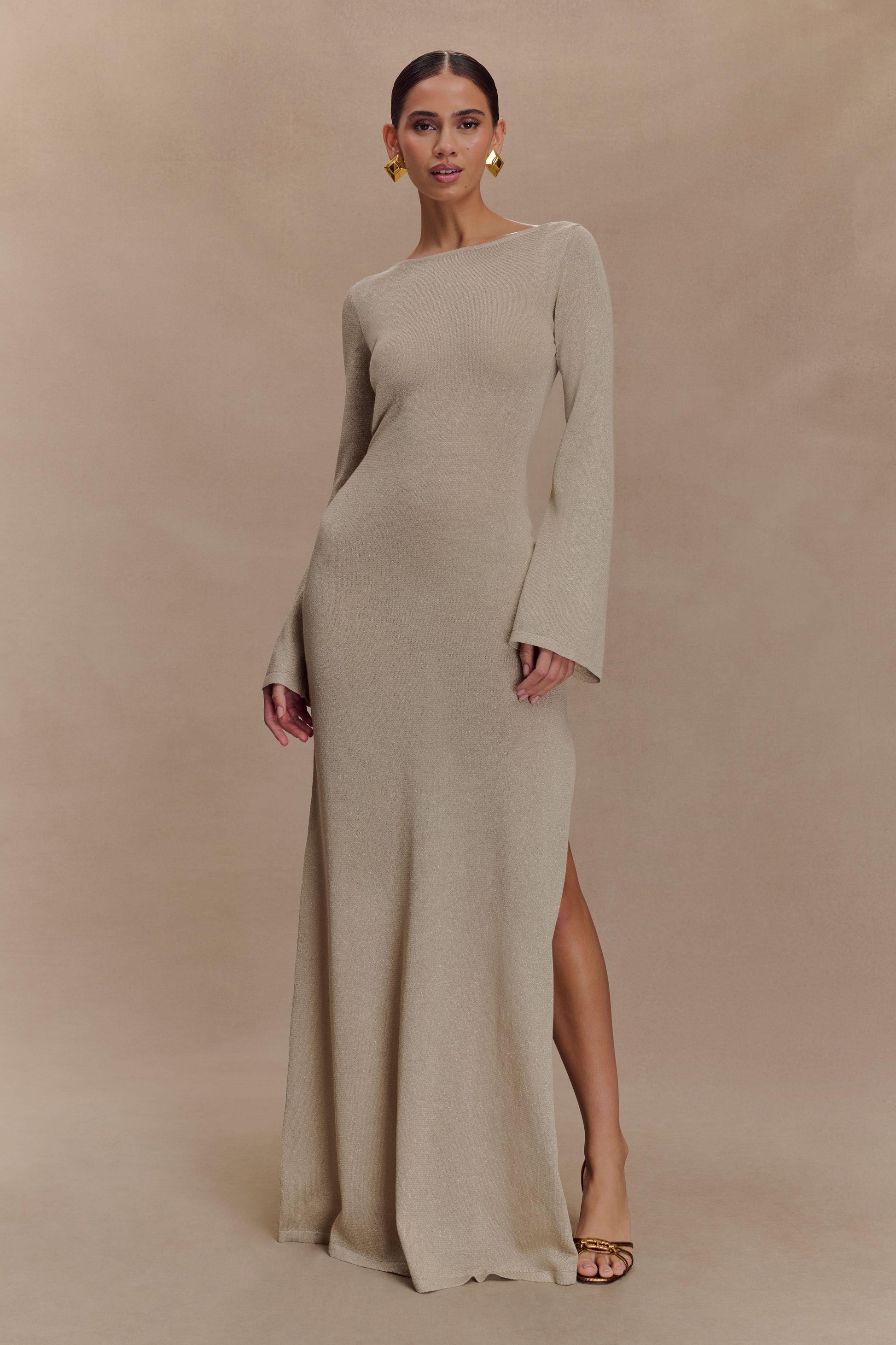 Atticus Knit Maxi Dress With Sequin - Gold #5