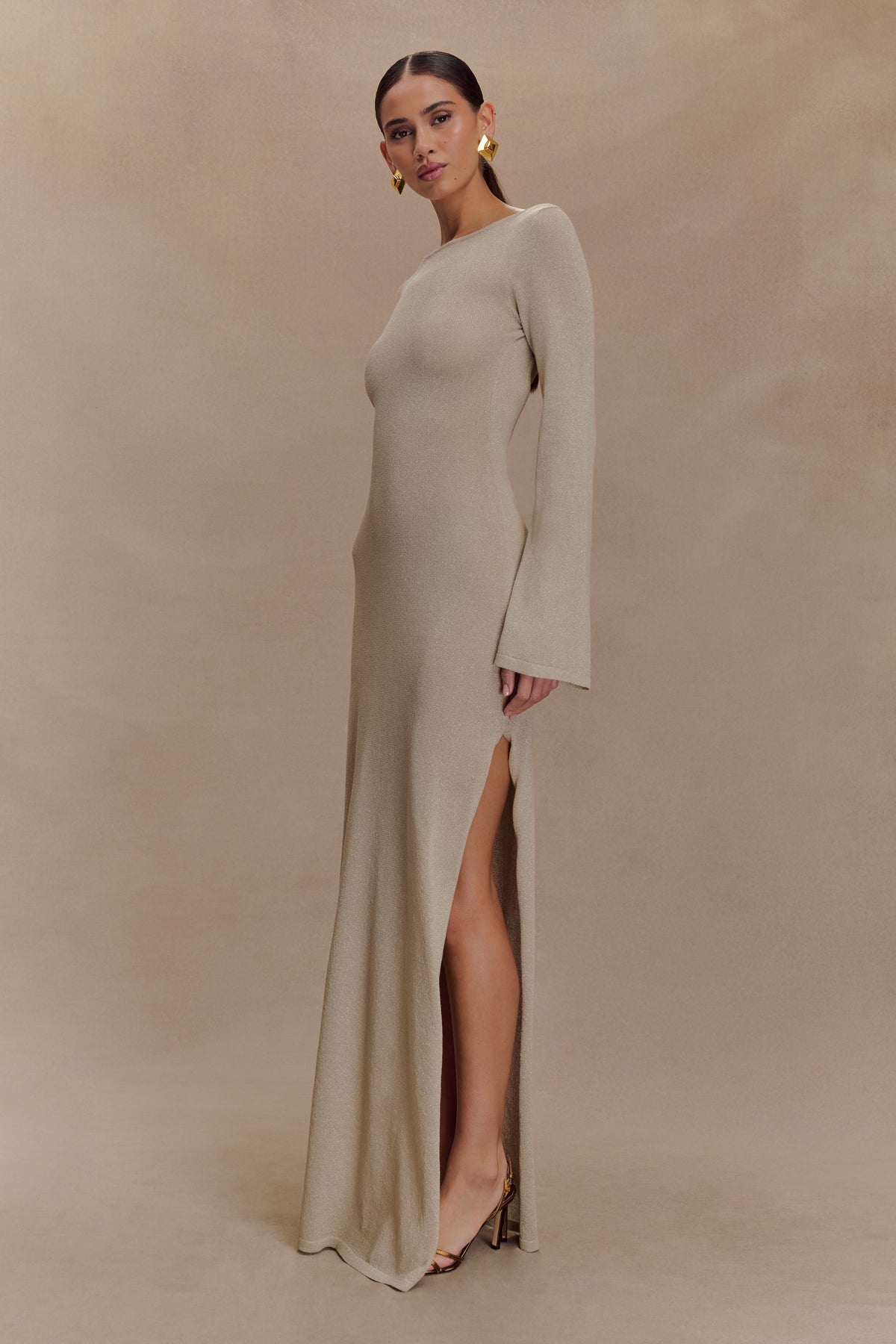 Atticus Knit Maxi Dress With Sequin - Gold #7